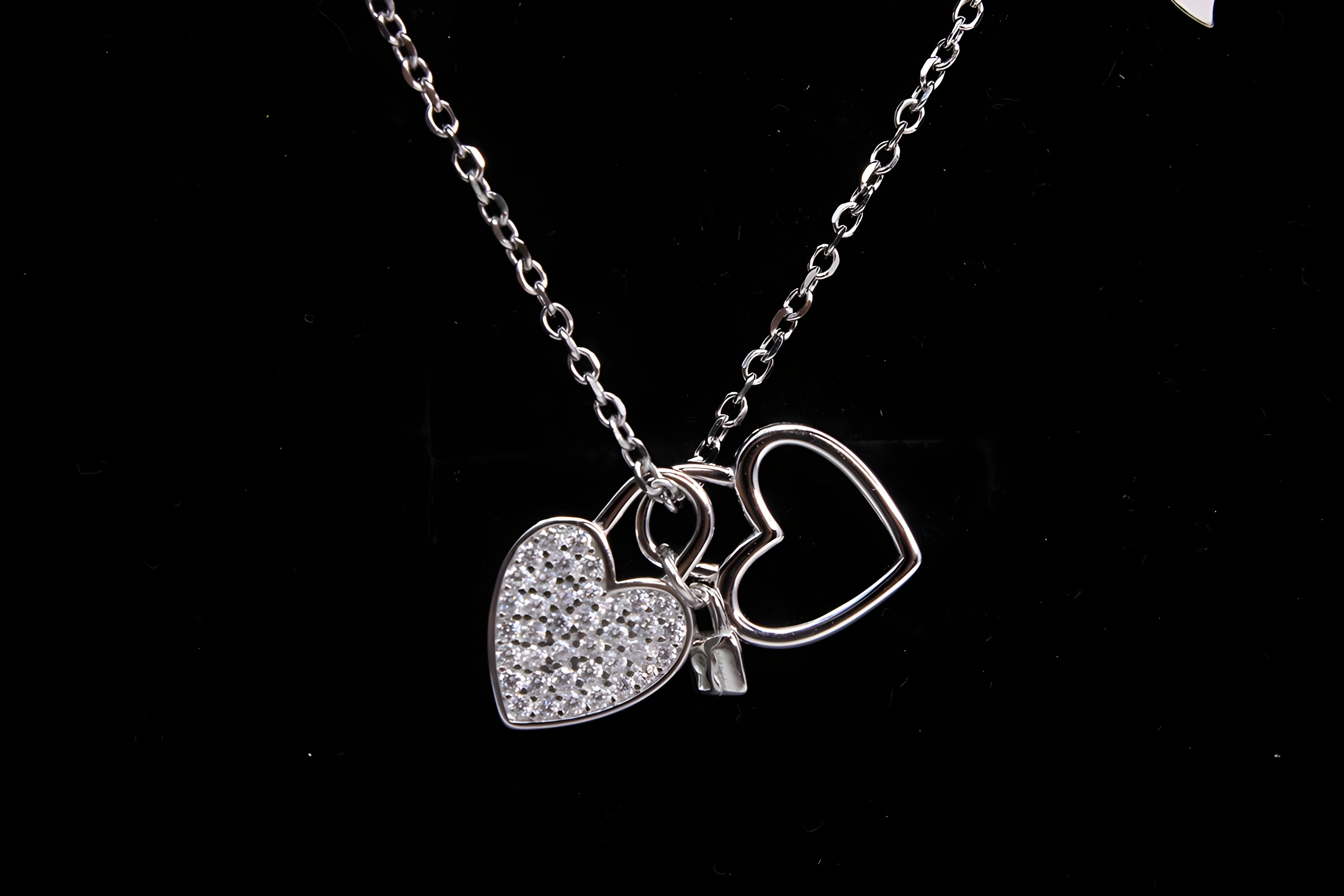 Double Heart Harmony 92.5 Sterling Silver Swarovski Pendant