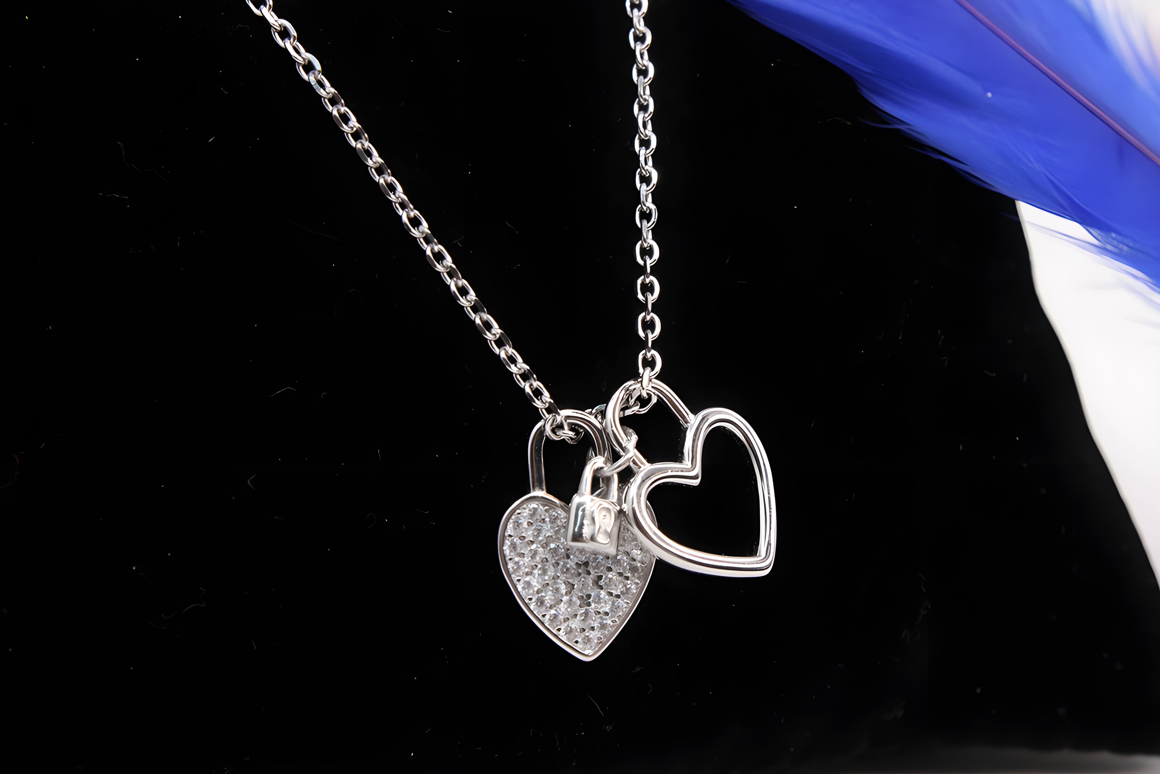Double Heart Harmony 92.5 Sterling Silver Swarovski Pendant