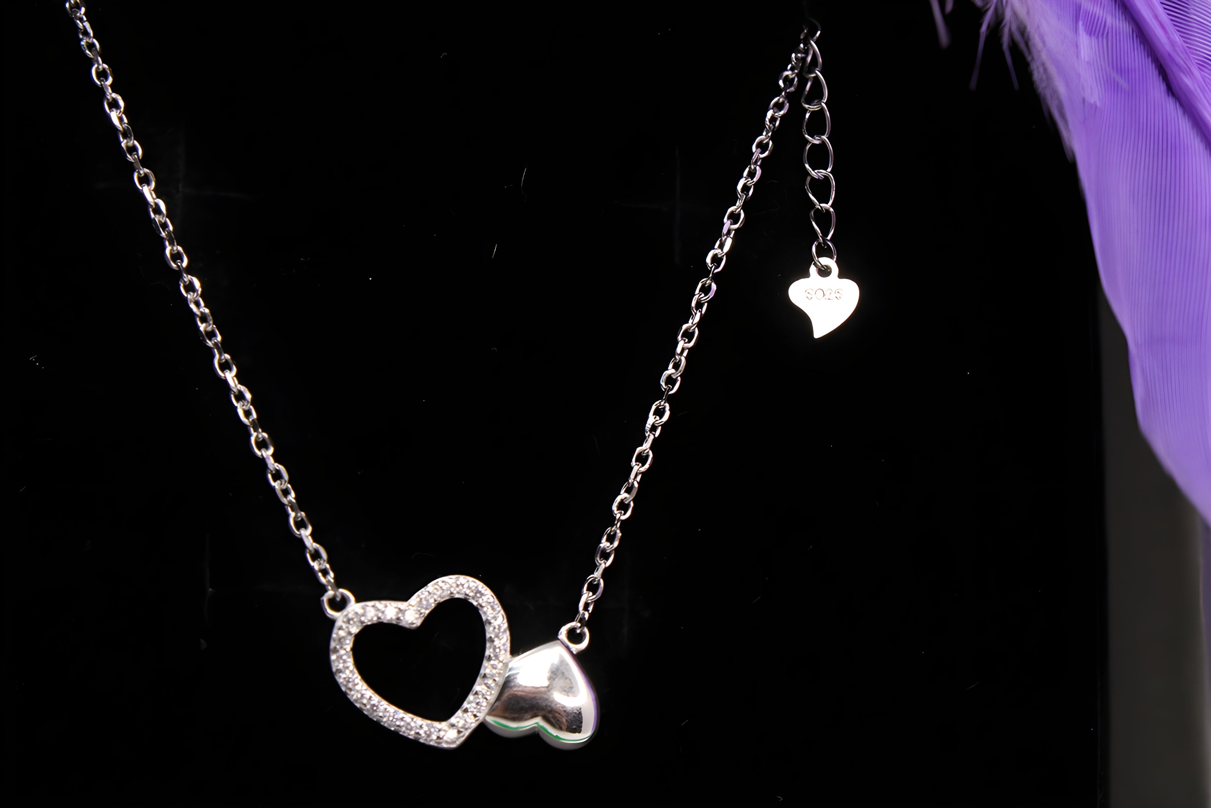 Twin Hearts Radiance 92.5 Sterling Silver VeeLux Premium Pendant