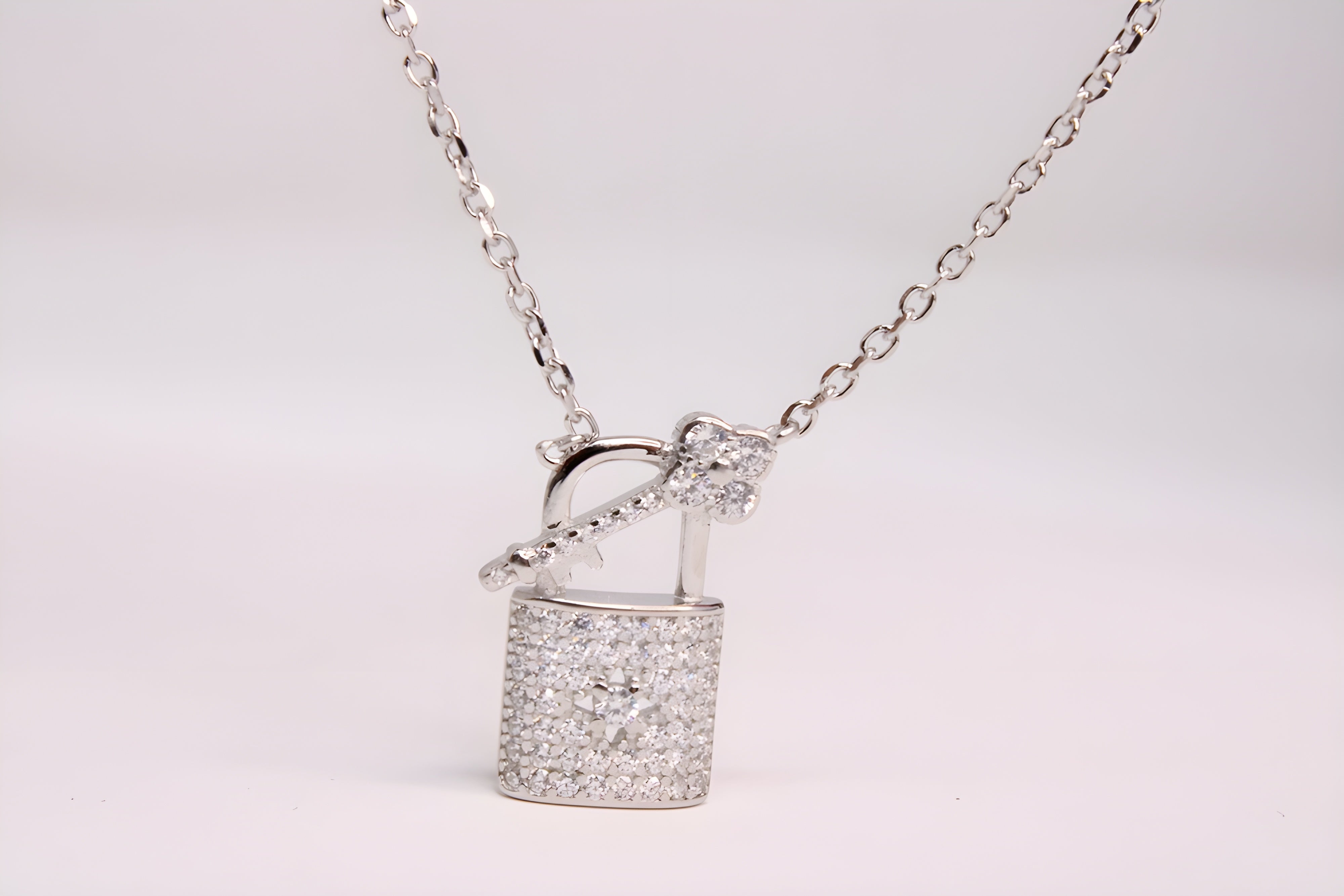 Enchanted Lock & Key 92.5 Sterling Silver Swarovski Pendant