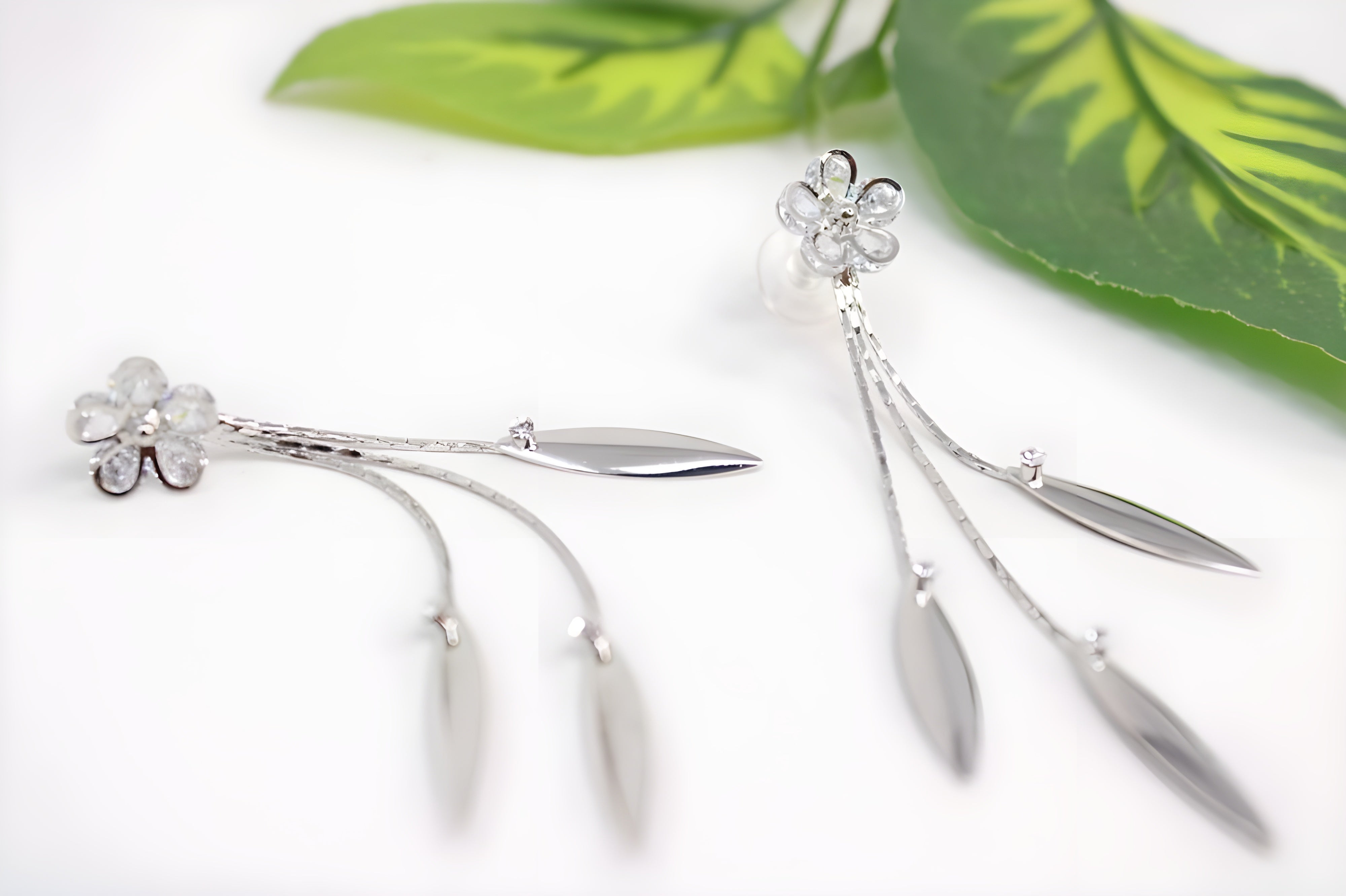 Sterling Silver Radiant Leaf Earrings