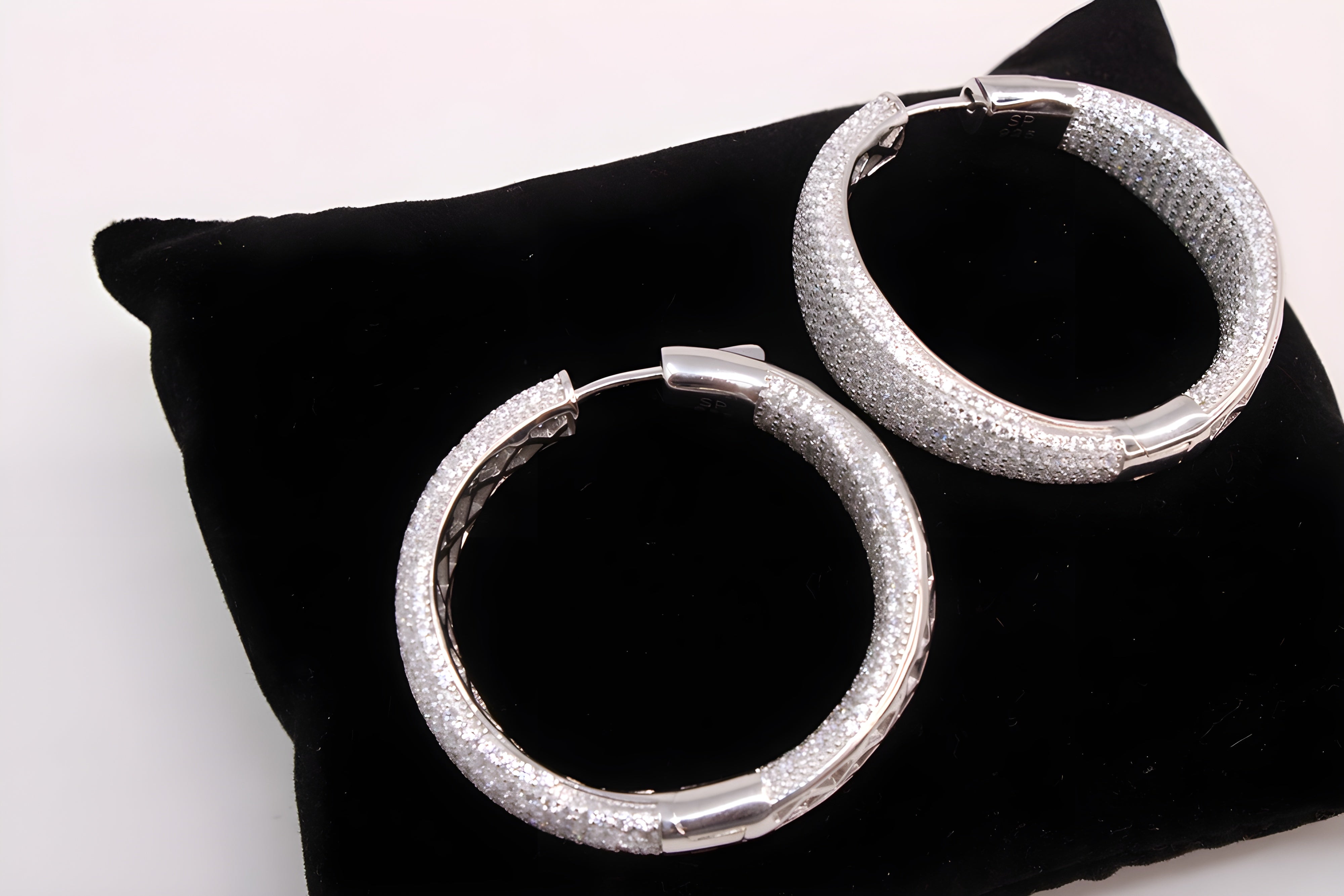 Sterling Silver Radiance VeeLux Premium Crystal Hoop Earrings