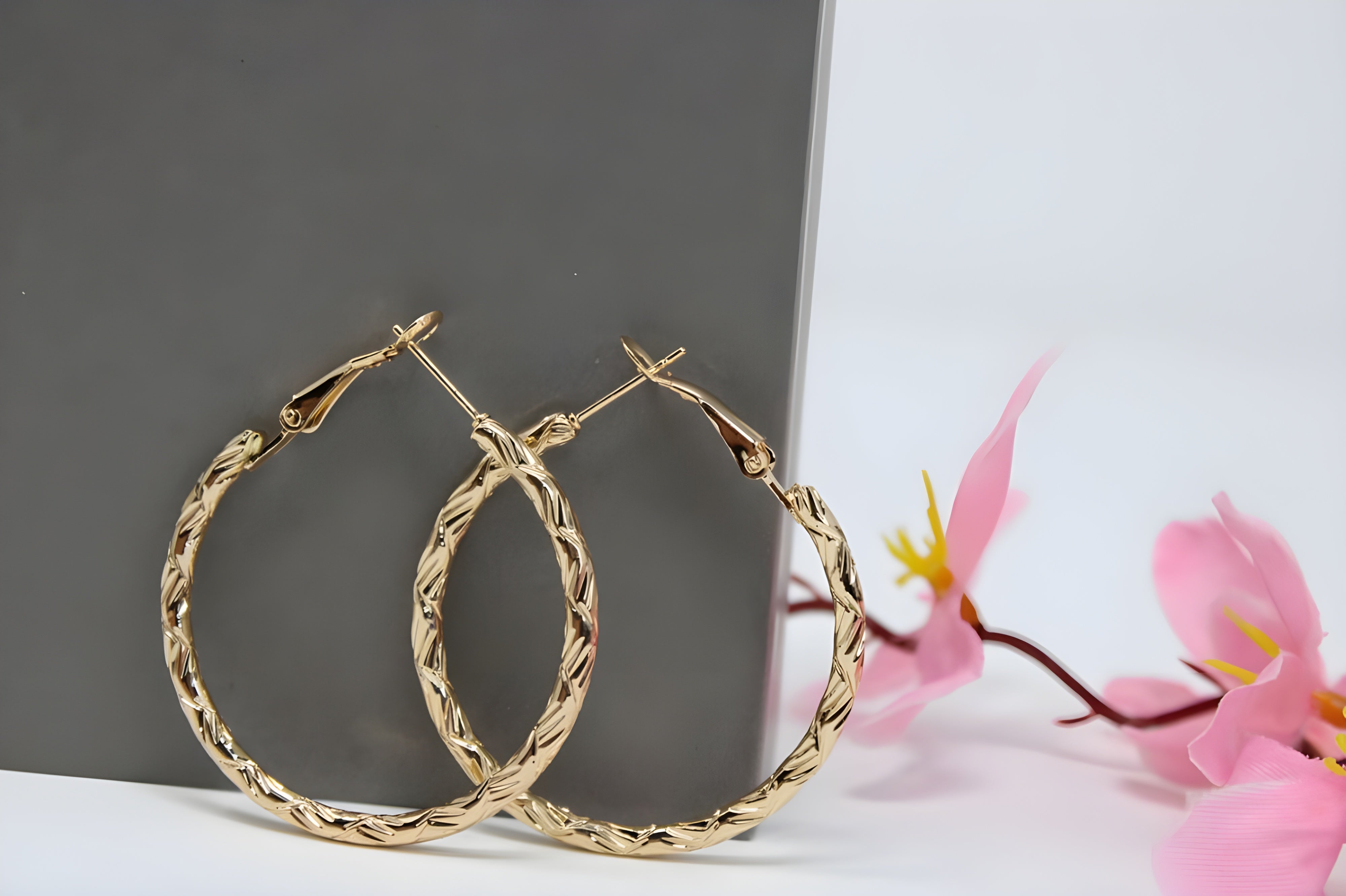 Blushing Bloom Golden/Silver Hoop Earrings