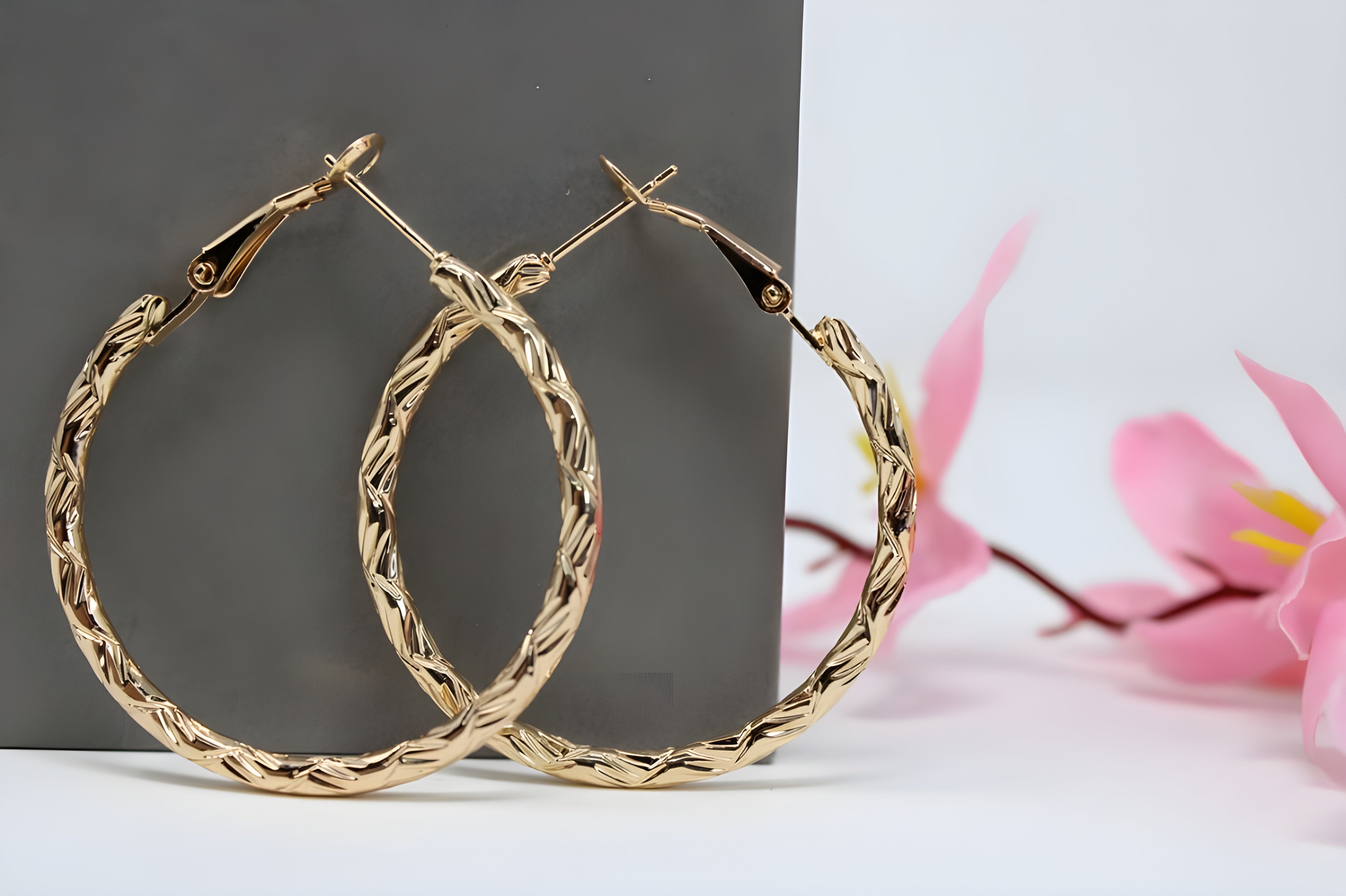 Blushing Bloom Golden/Silver Hoop Earrings