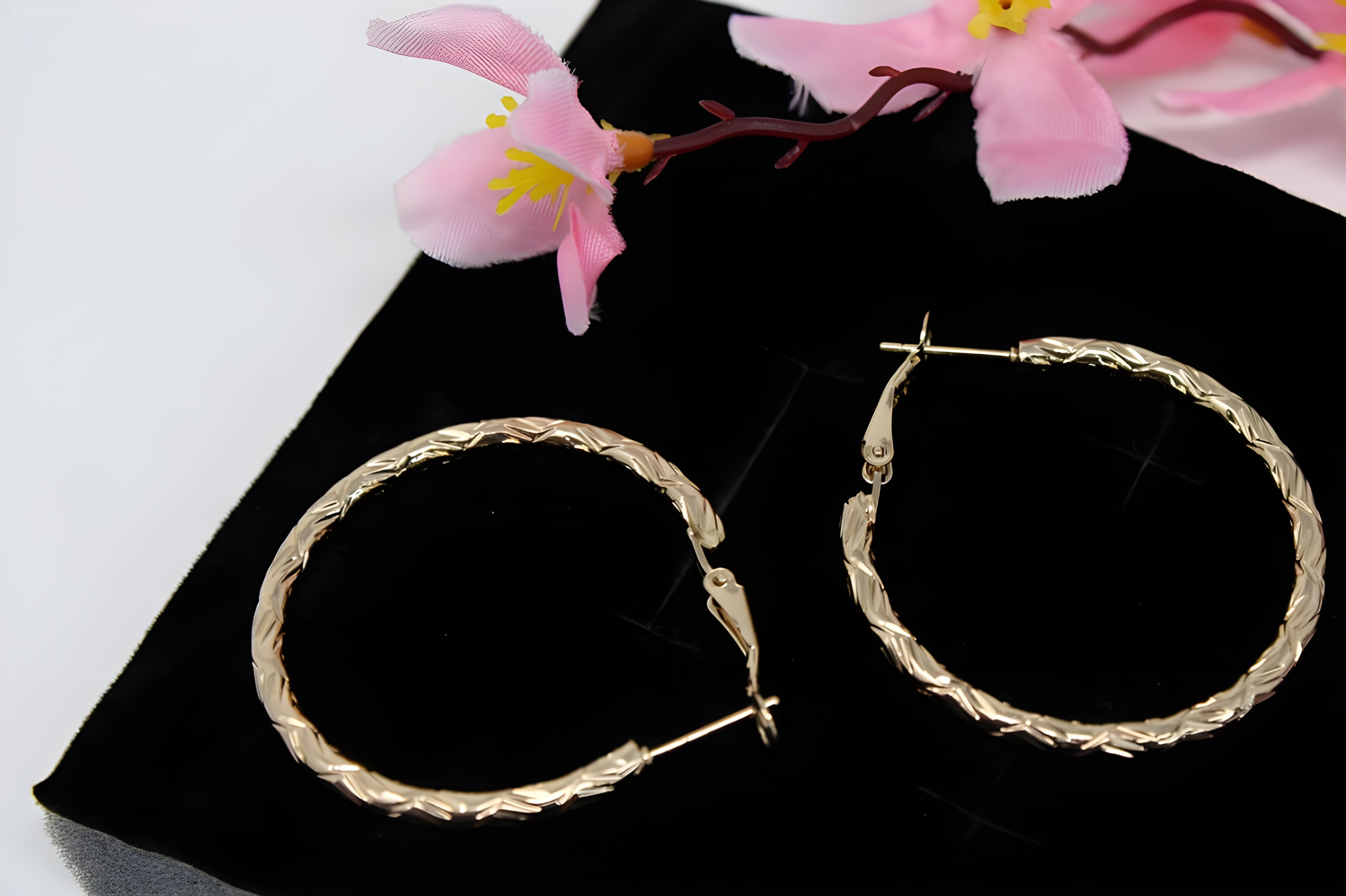 Blushing Bloom Golden/Silver Hoop Earrings