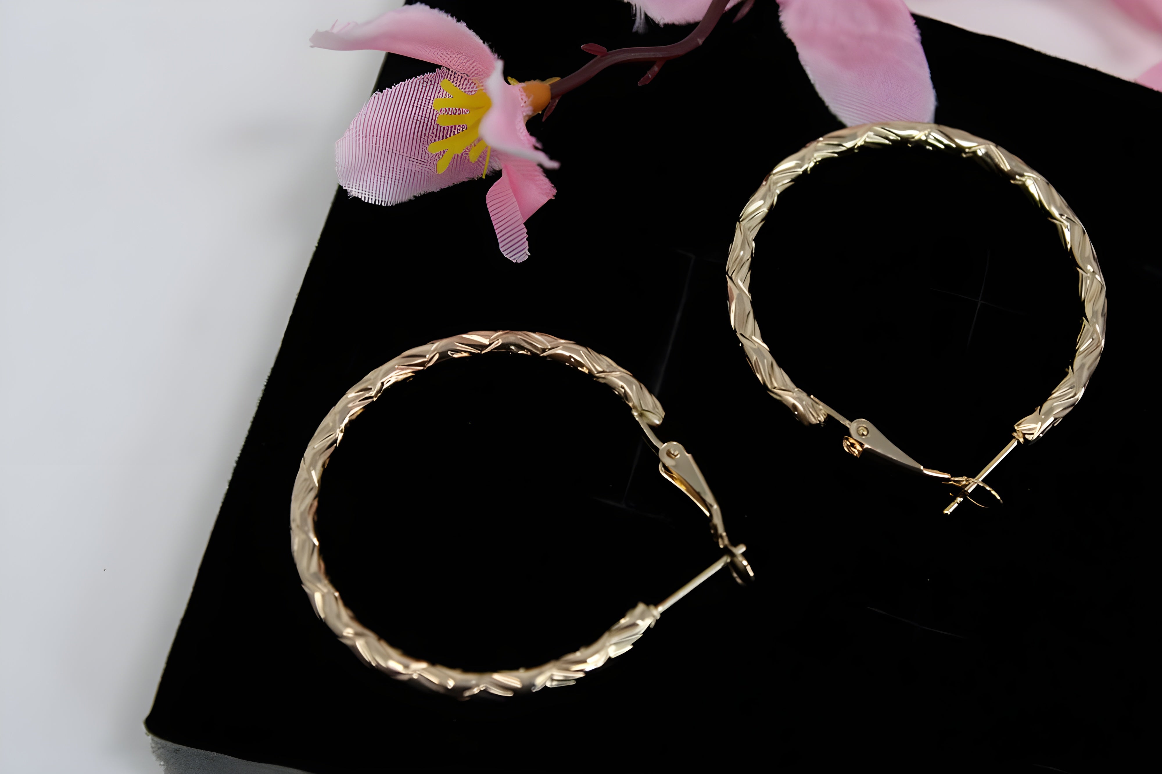 Blushing Bloom Golden/Silver Hoop Earrings