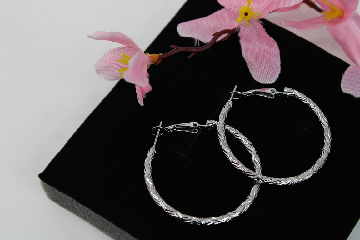 Blushing Bloom Golden/Silver Hoop Earrings