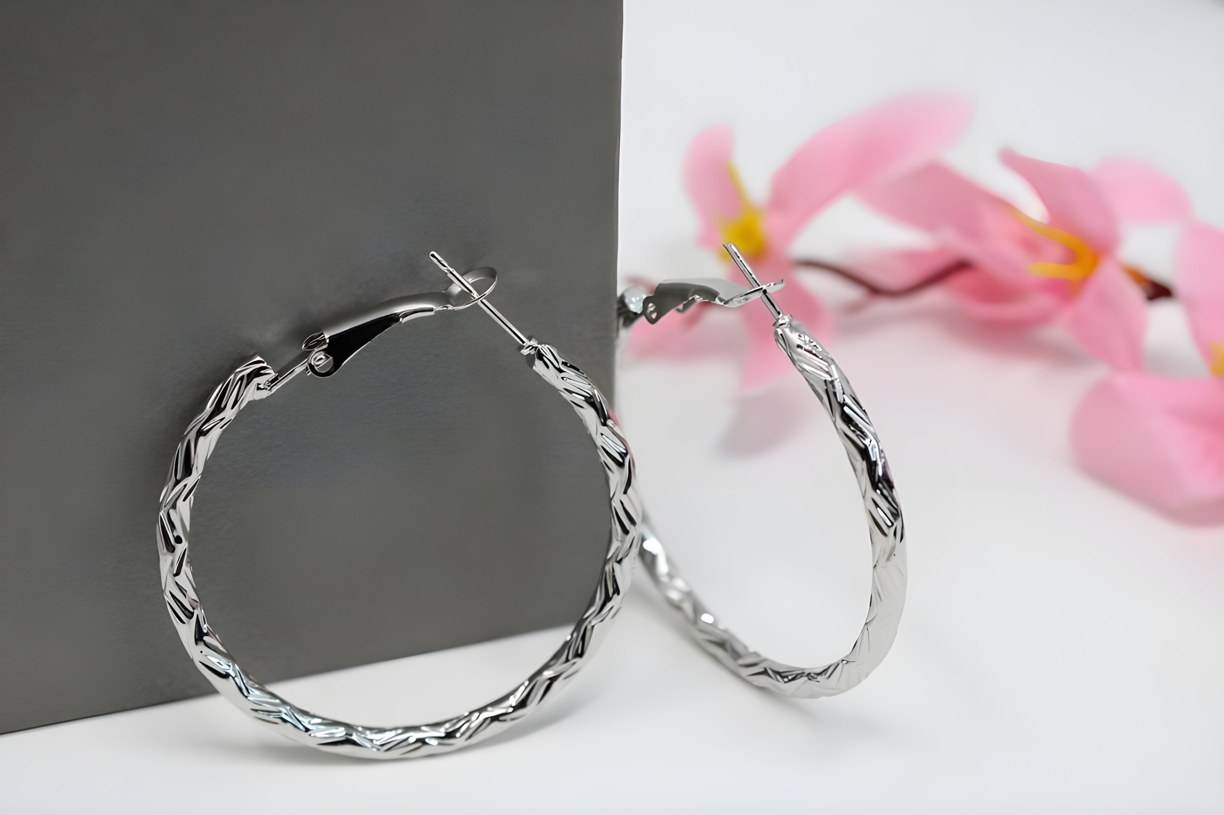 Blushing Bloom Golden/Silver Hoop Earrings