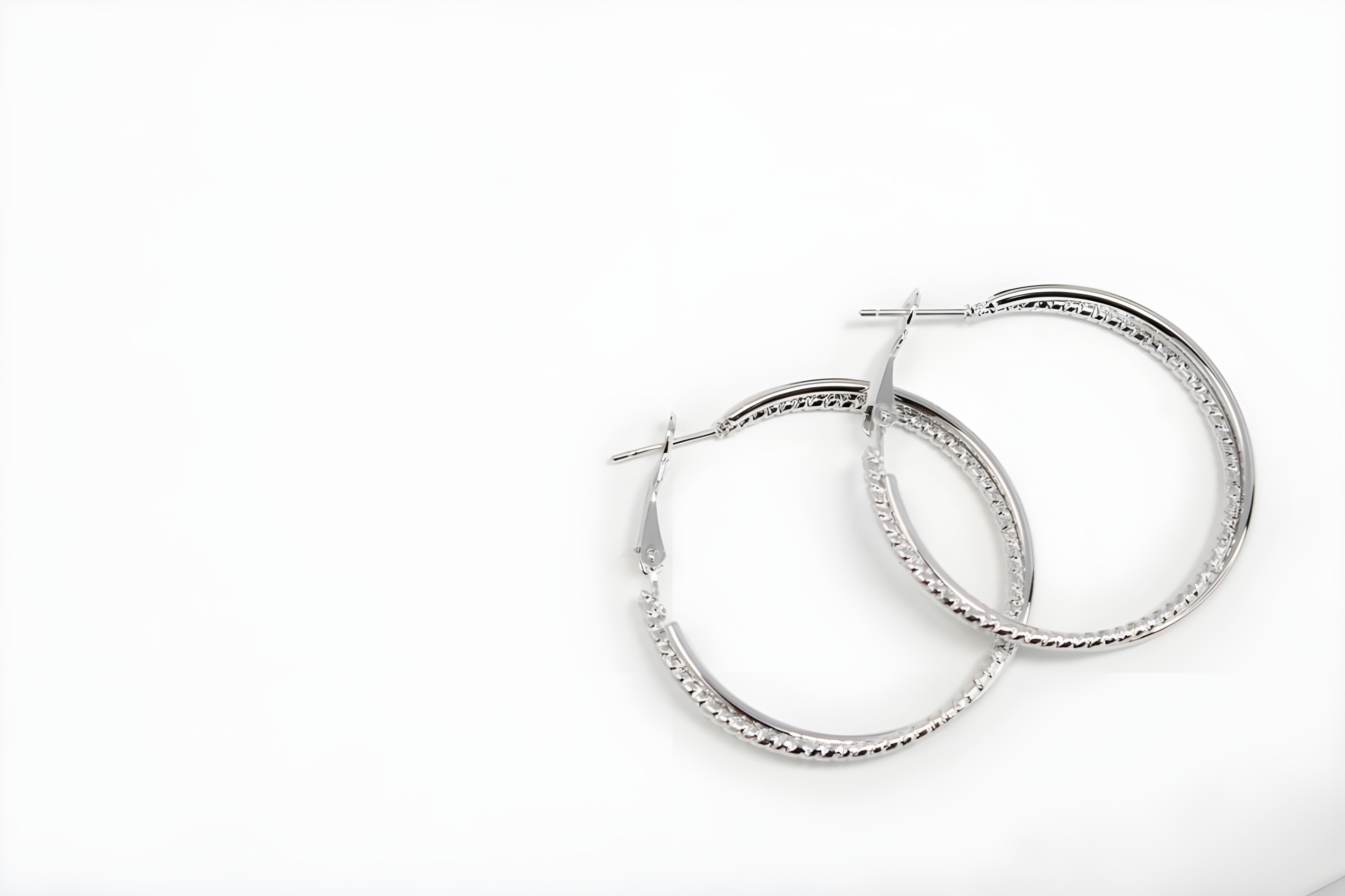 Sparkling Cascading Crystal Hoop Earrings in Sterling Silver