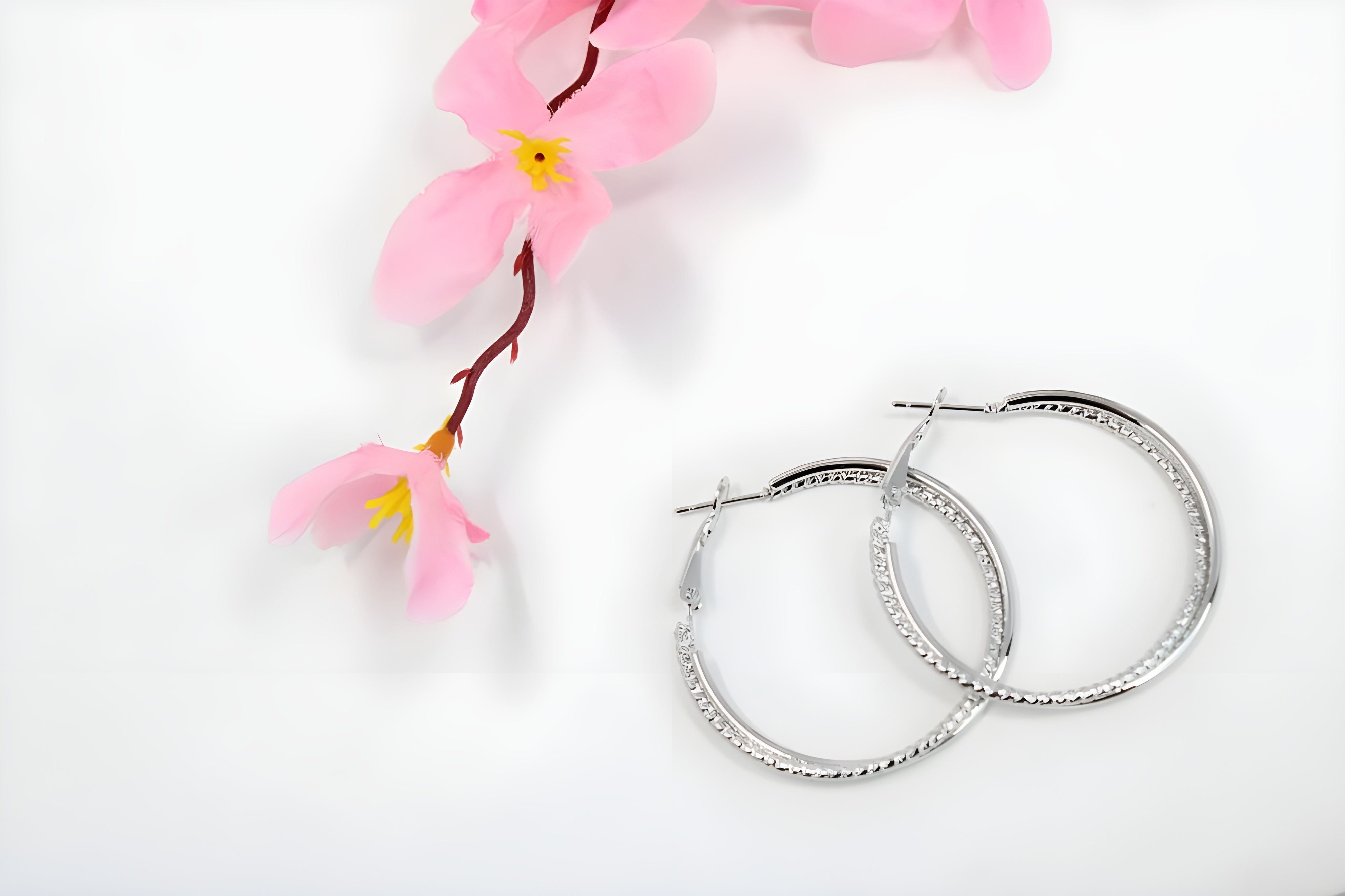 Sparkling Cascading Crystal Hoop Earrings in Sterling Silver