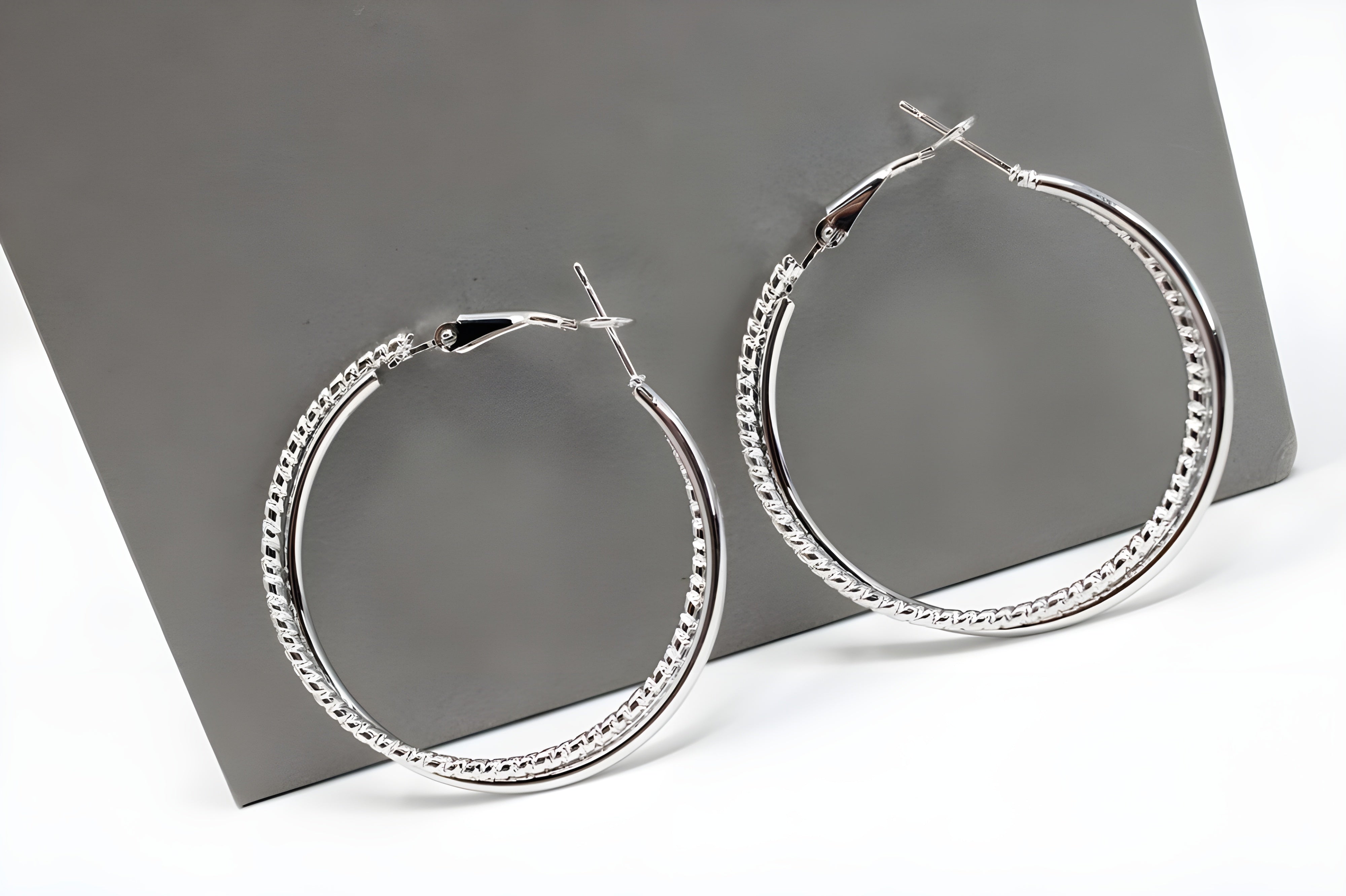 Sparkling Cascading Crystal Hoop Earrings in Sterling Silver