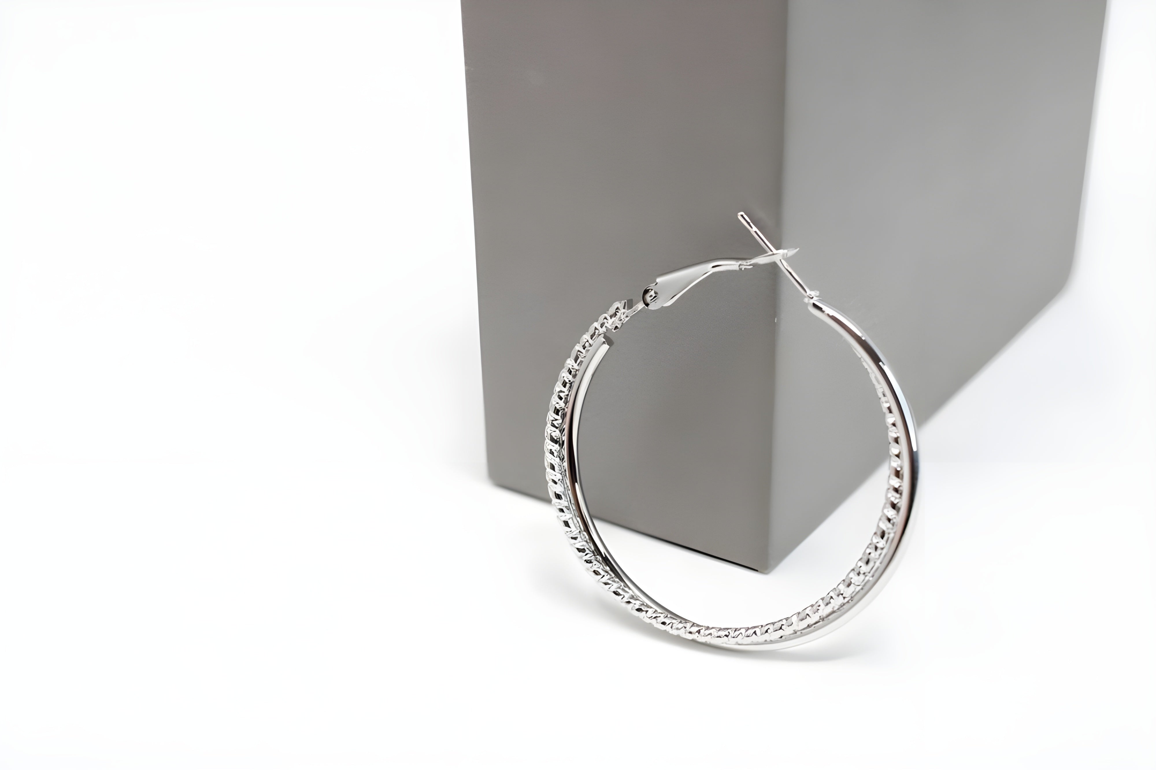 Sparkling Cascading Crystal Hoop Earrings in Sterling Silver