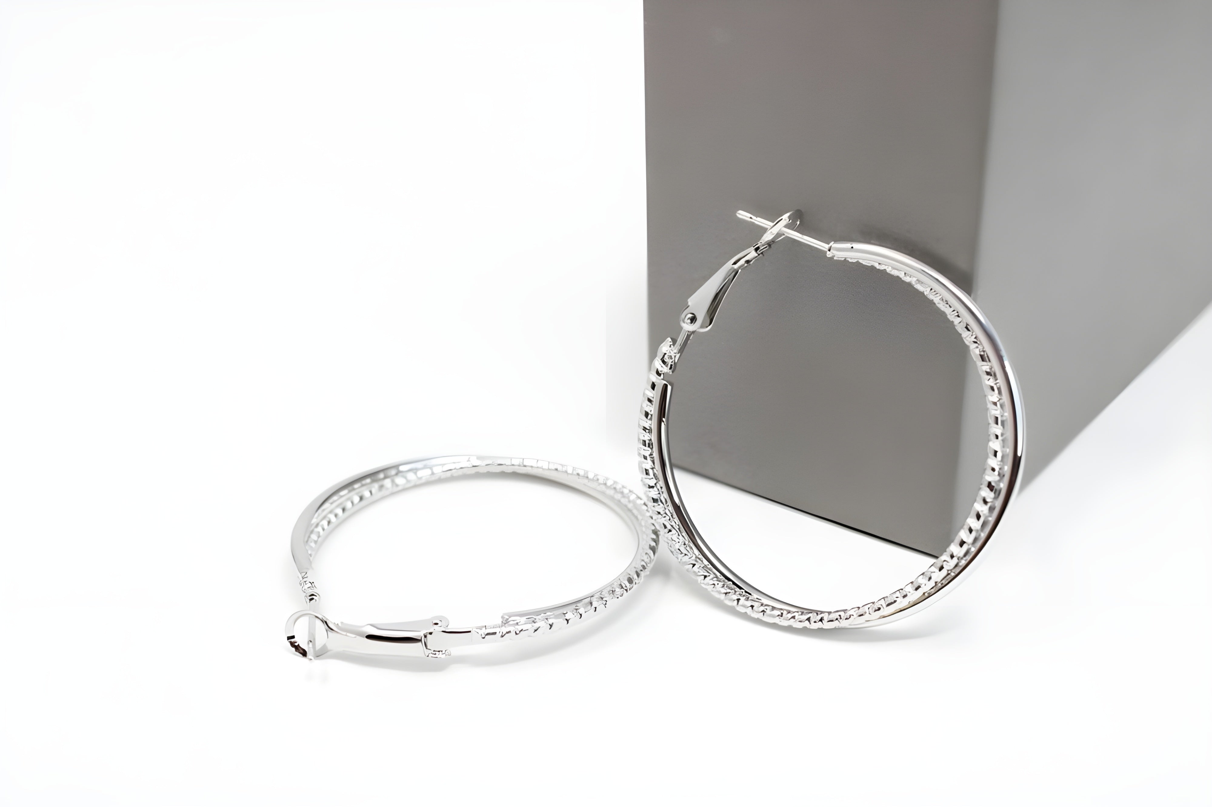 Sparkling Cascading Crystal Hoop Earrings in Sterling Silver