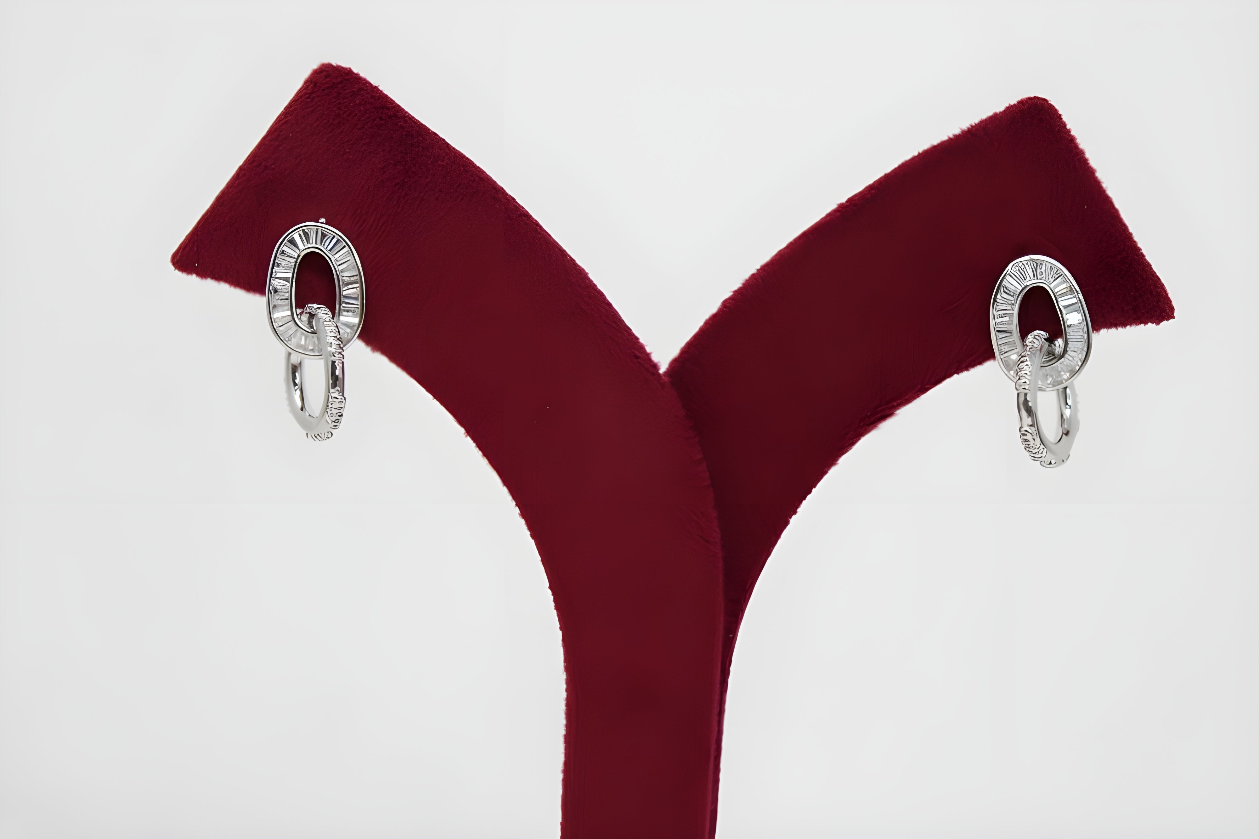 Dazzling Double Drop Crystal Hoop Earrings in Sterling Silver