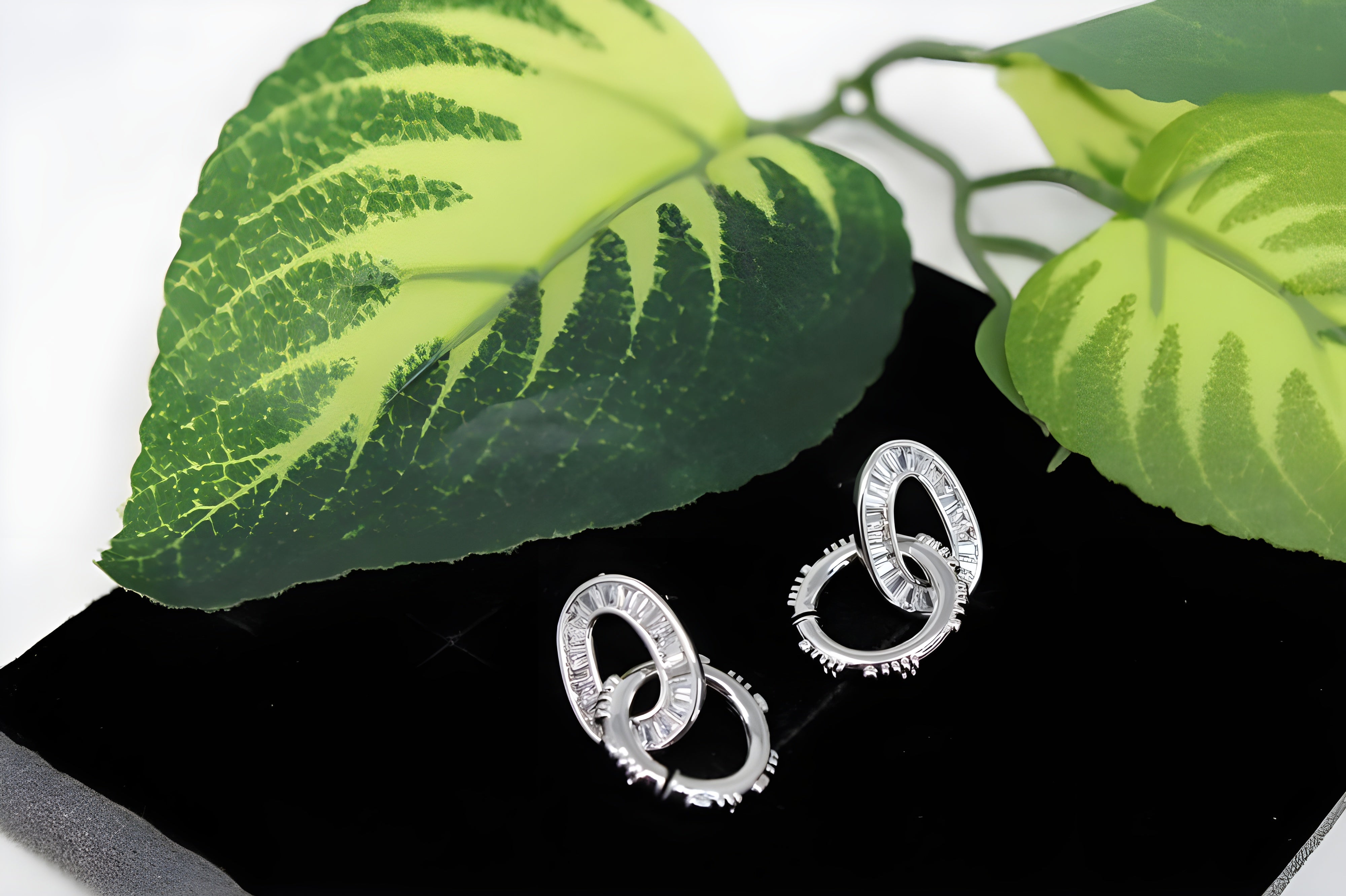 Dazzling Double Drop Crystal Hoop Earrings in Sterling Silver