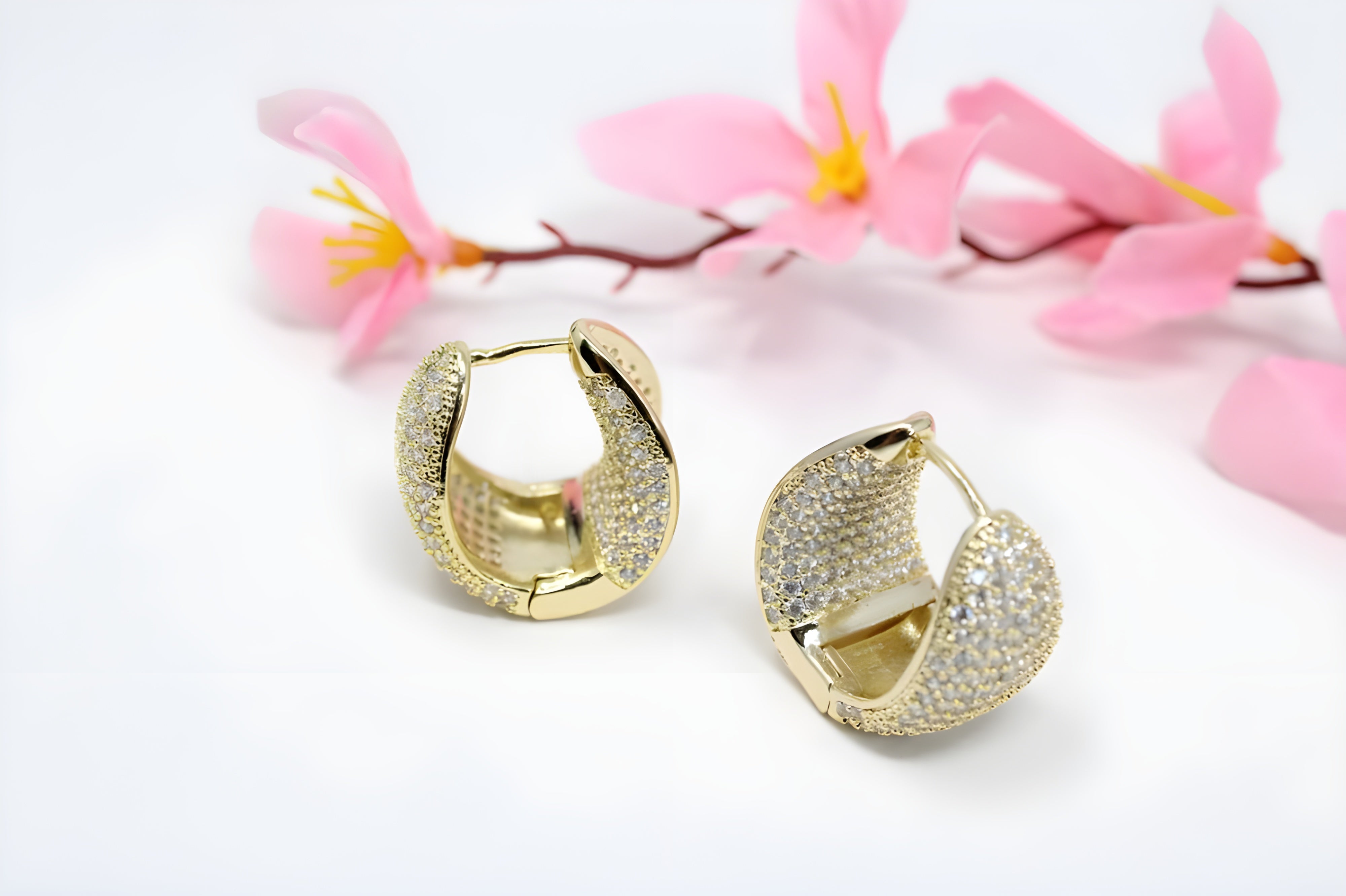 Sparkling Double Halo Drop Earrings