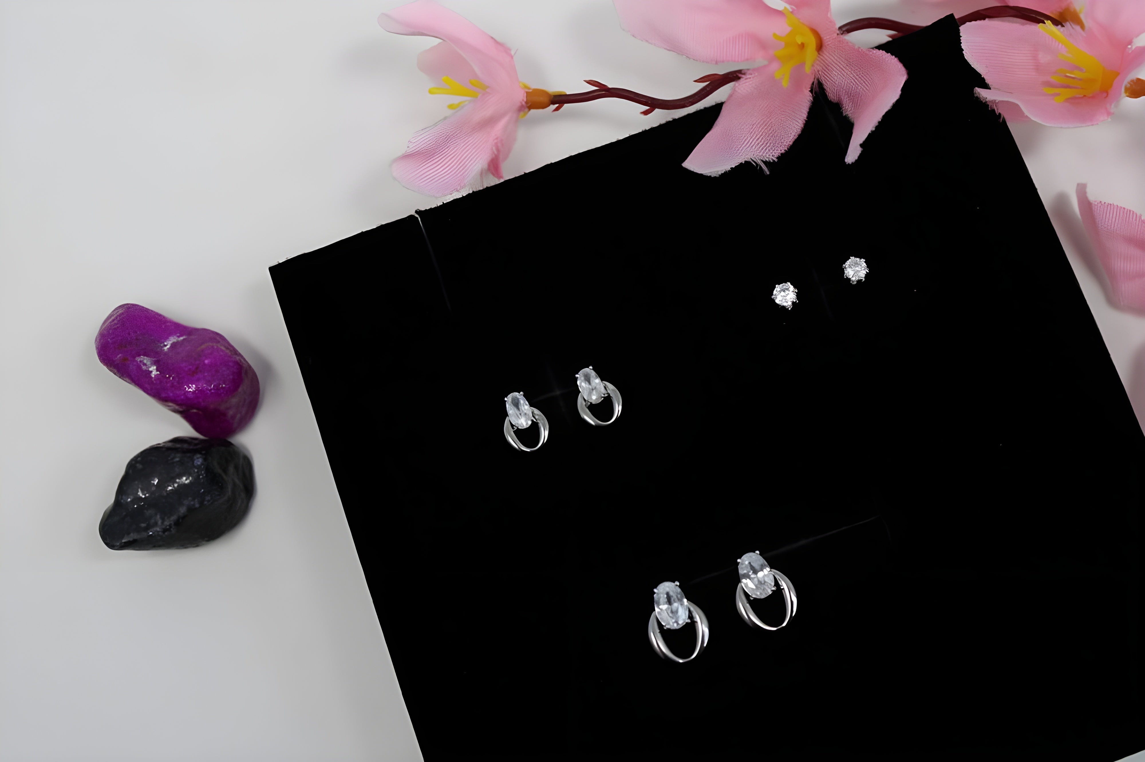 Three-Pair Set of Sterling Silver Earrings