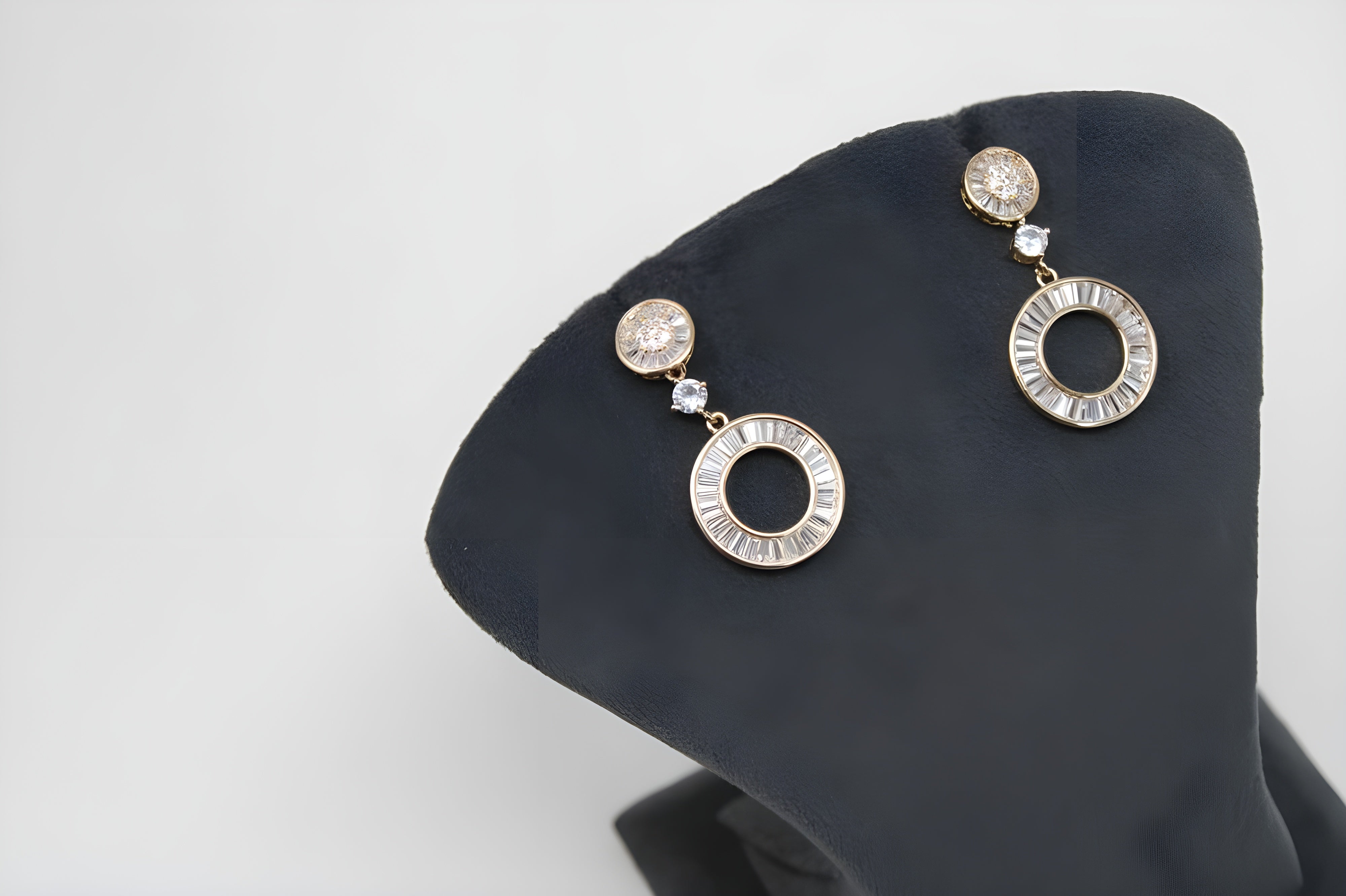 Gold Plated Hoop Earrings with Delicate Fringe Rhinestone