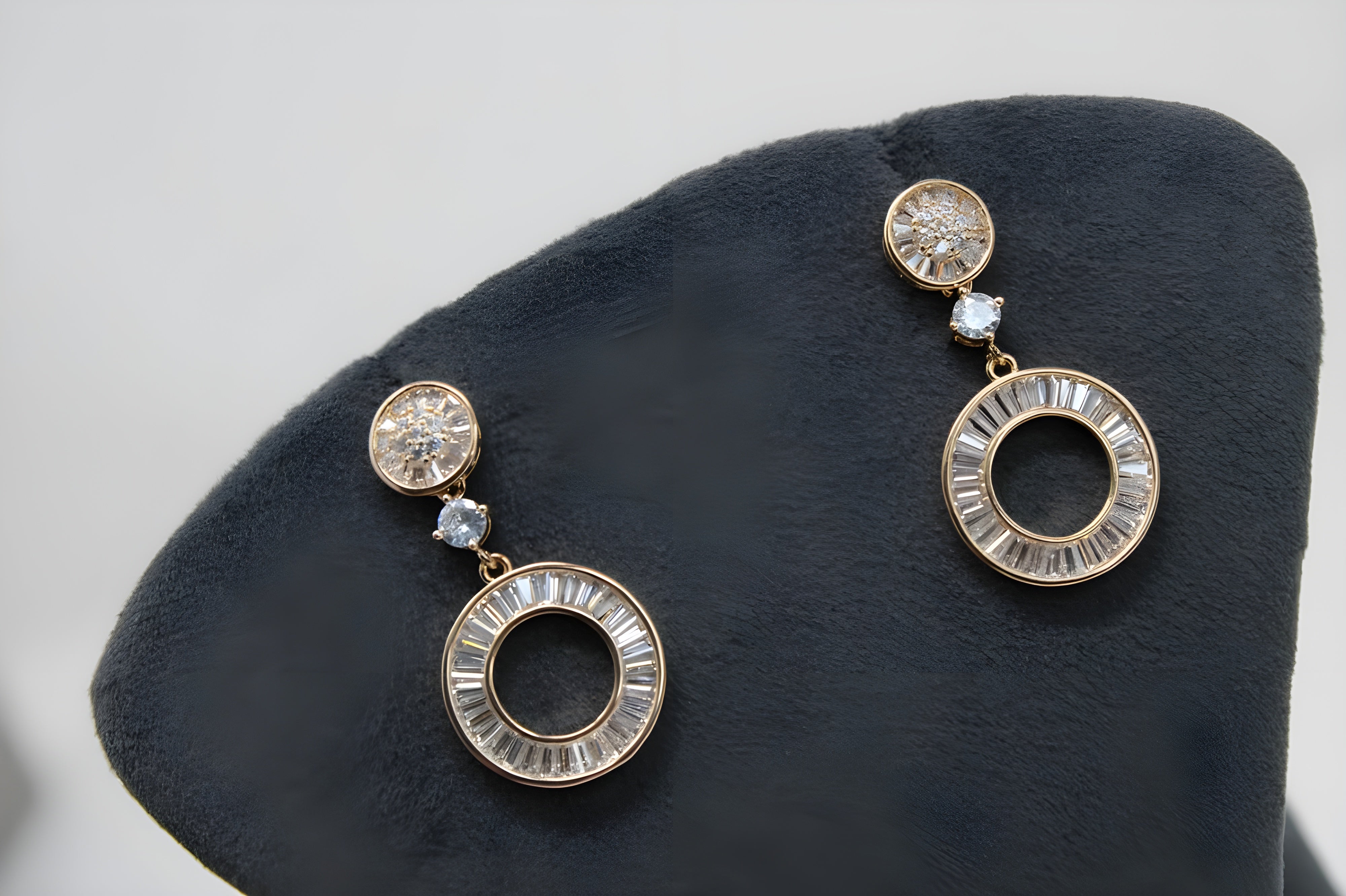 Gold Plated Hoop Earrings with Delicate Fringe Rhinestone