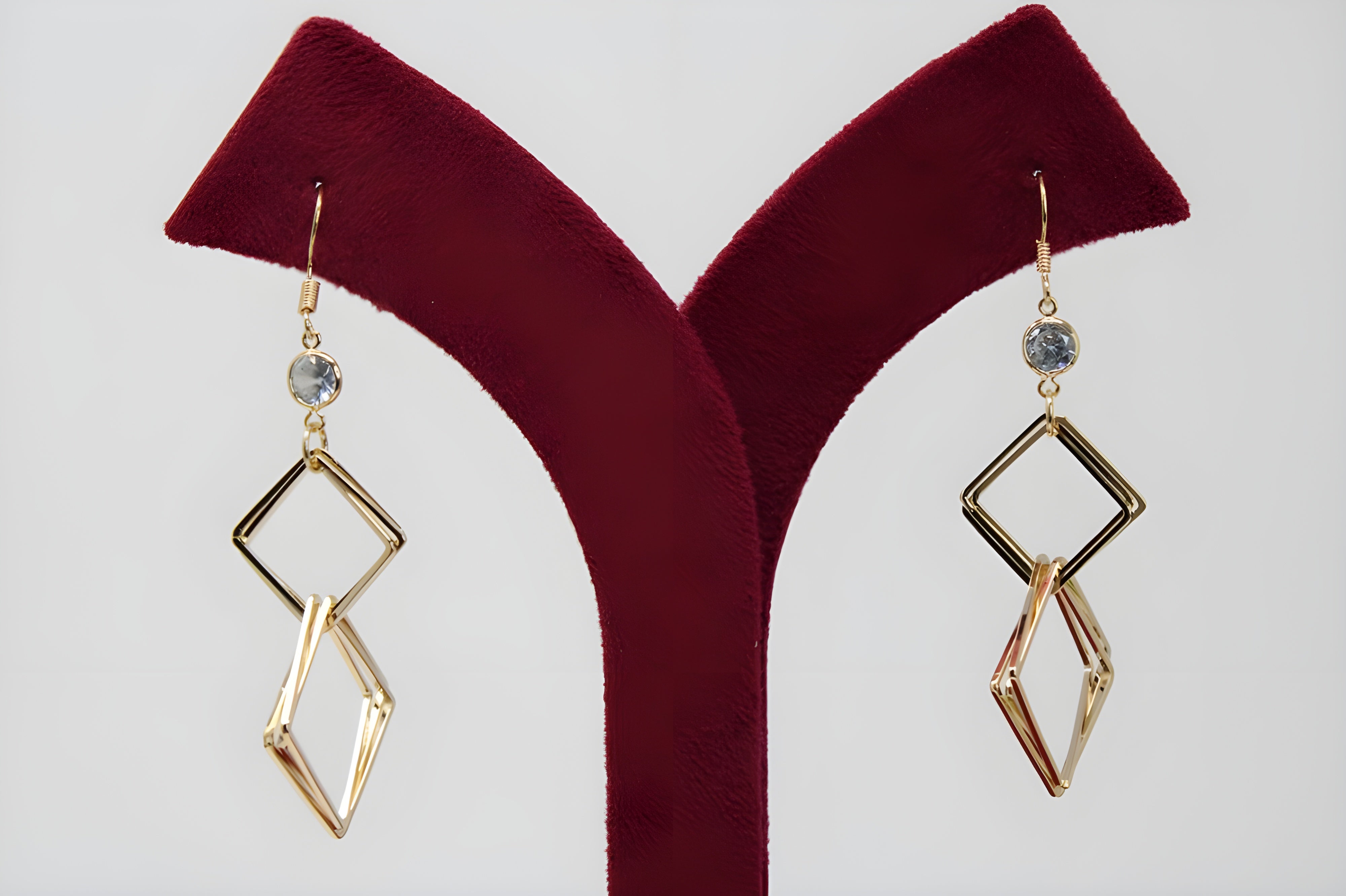 Radiant Geometry: Silver Square Drop Earrings