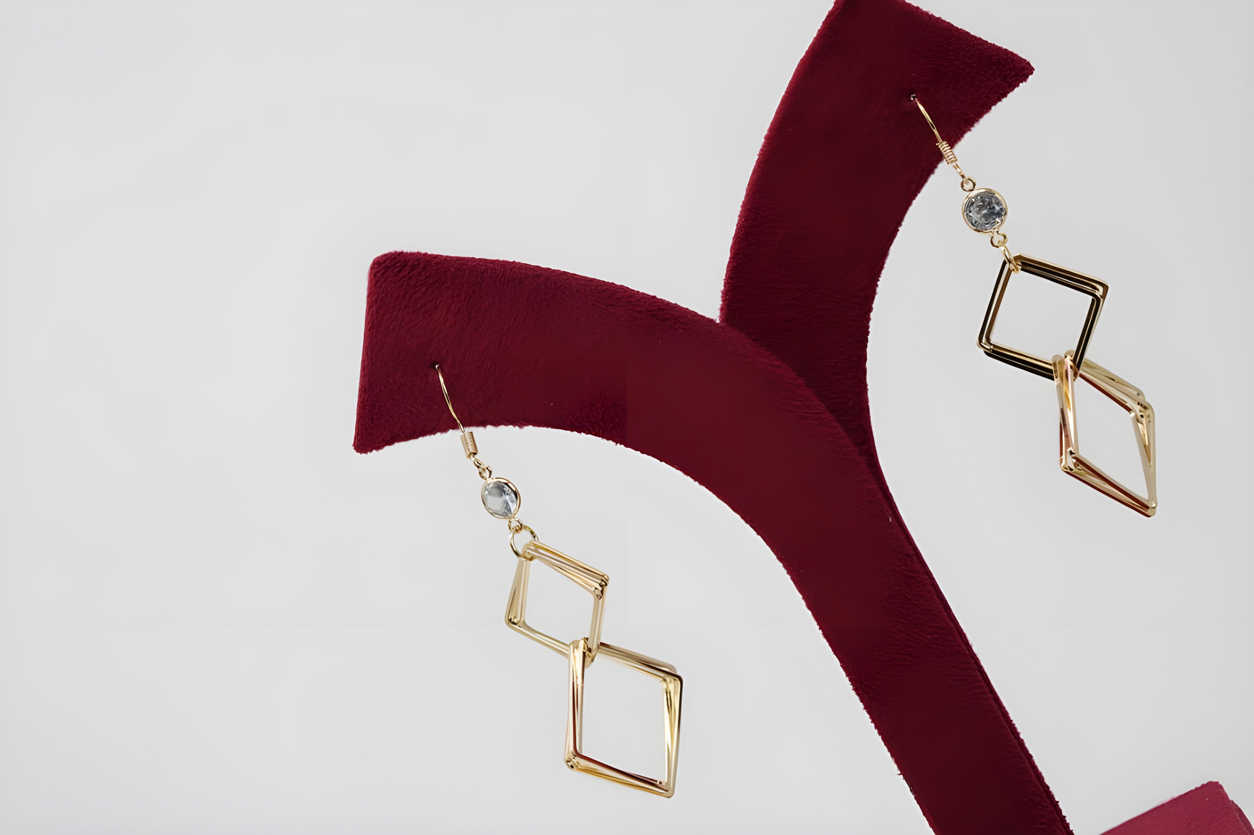 Radiant Geometry: Silver Square Drop Earrings