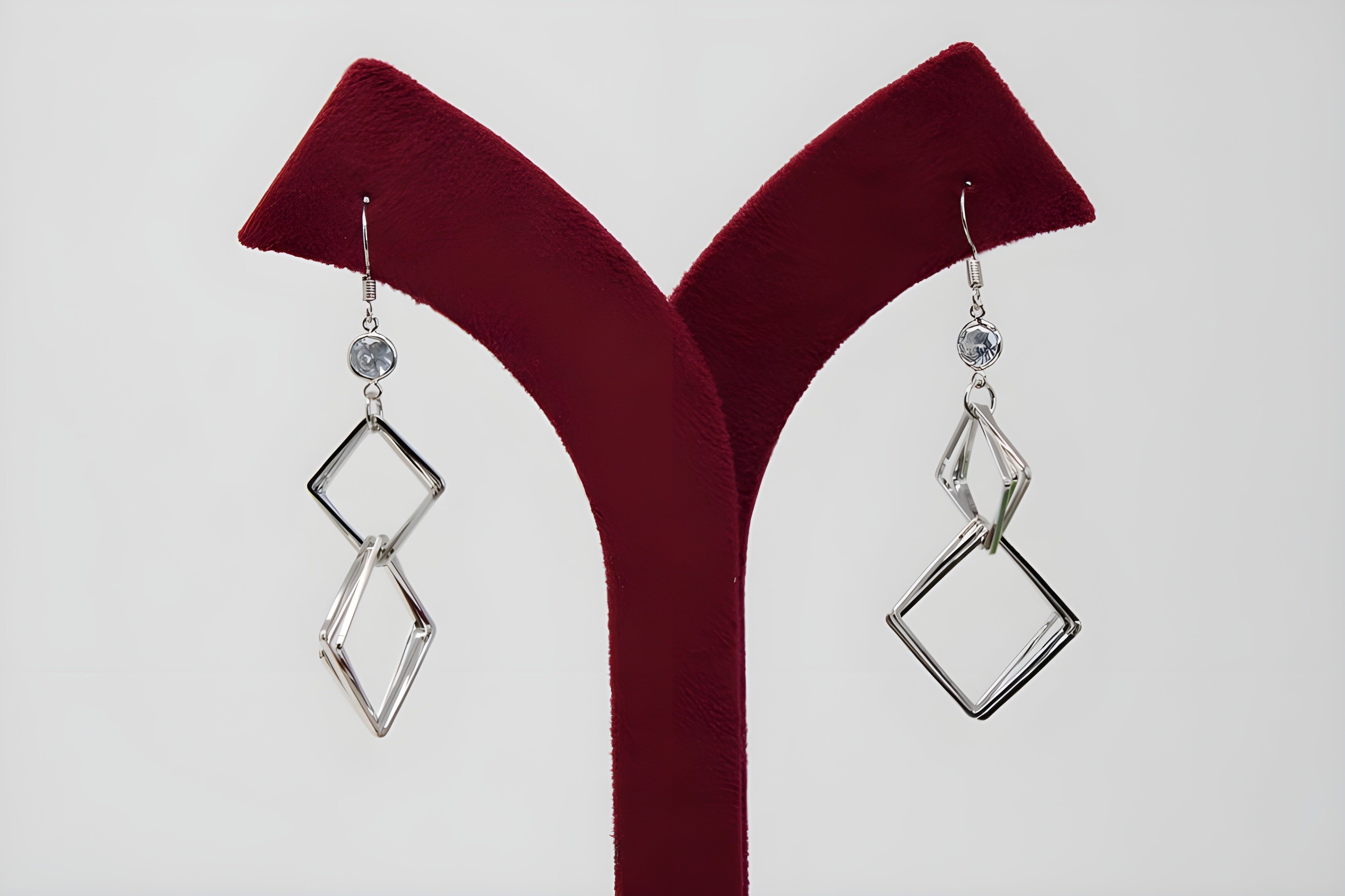 Radiant Geometry: Silver Square Drop Earrings