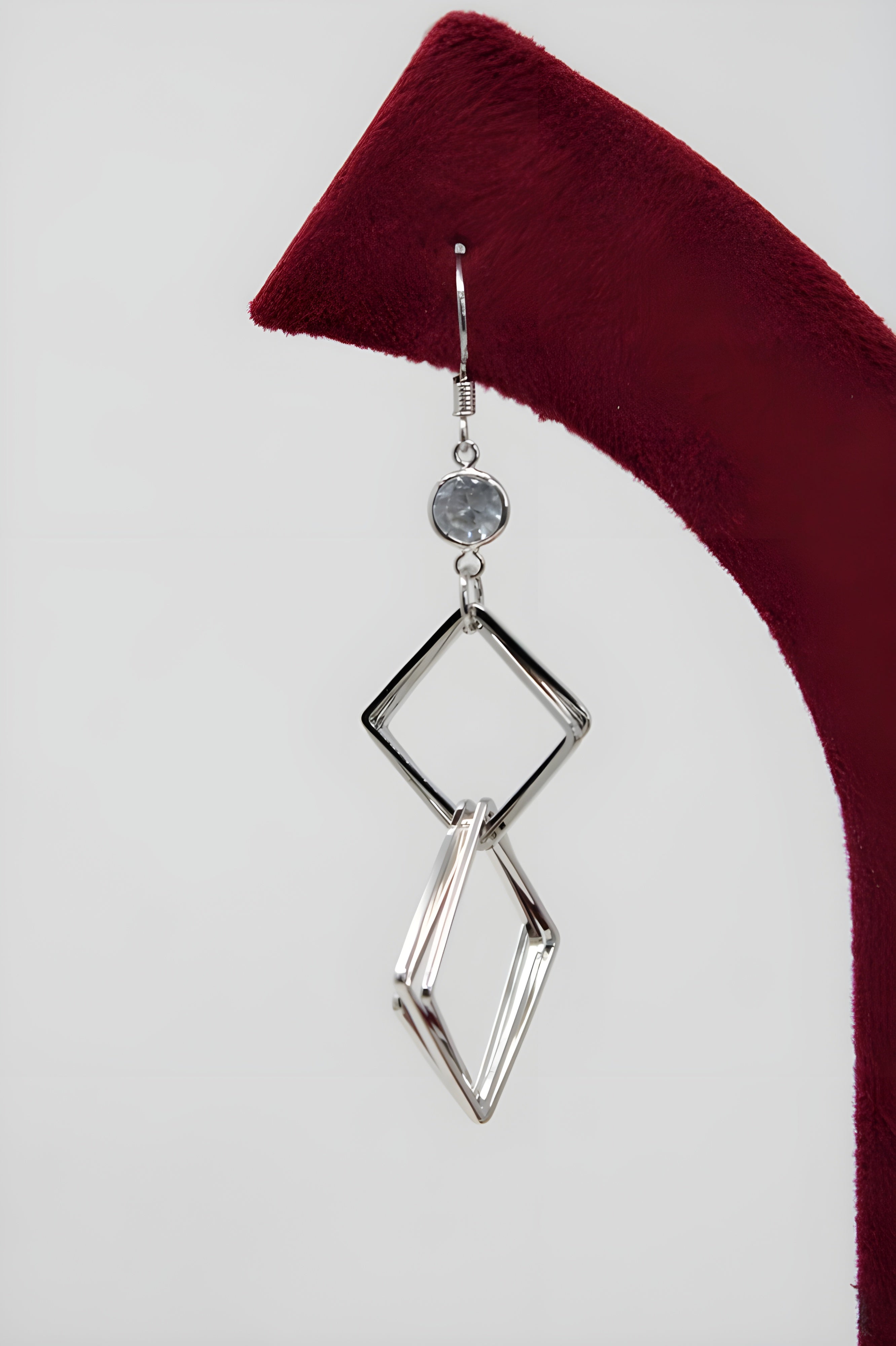 Radiant Geometry: Silver Square Drop Earrings