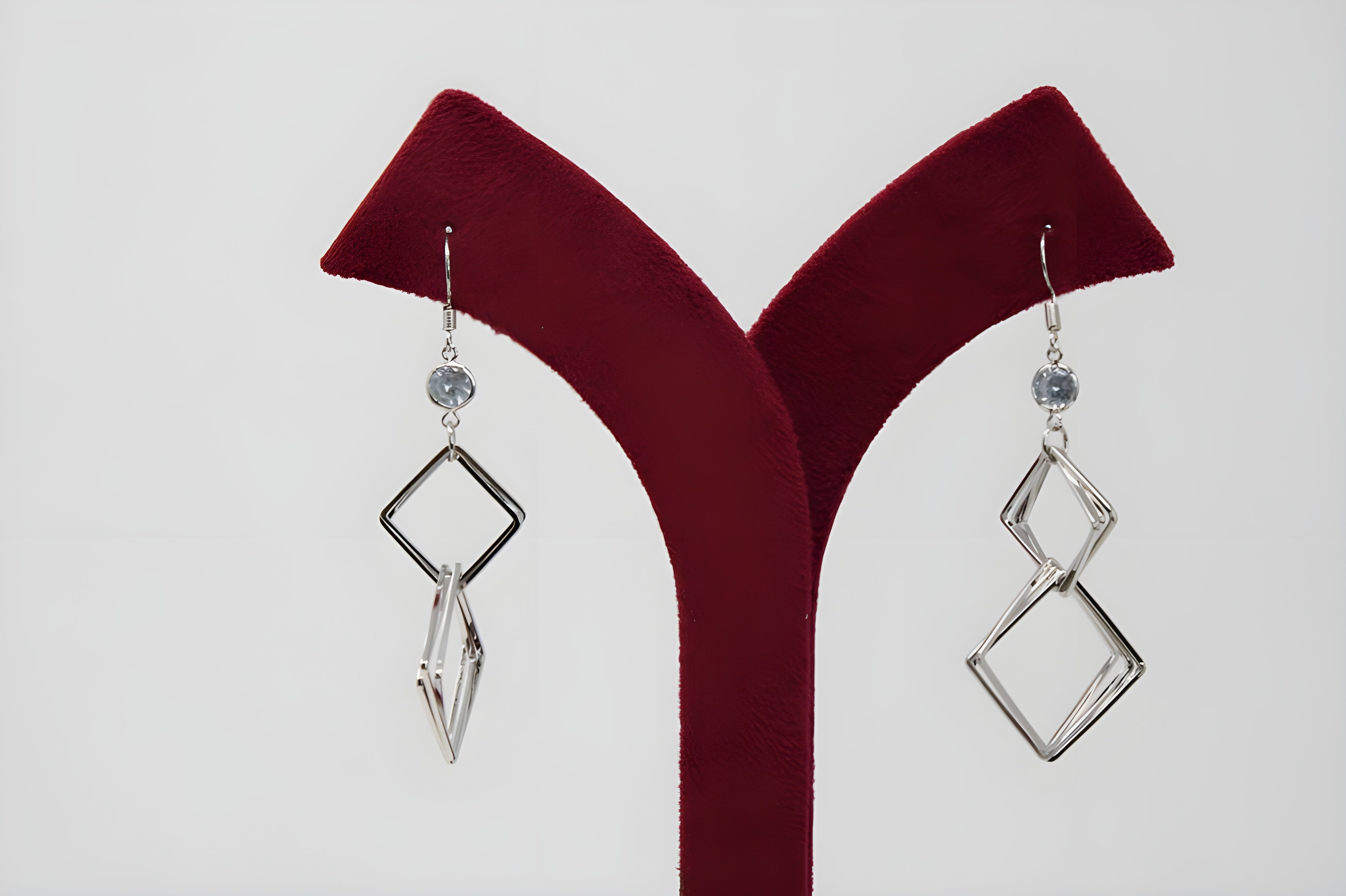 Radiant Geometry: Silver Square Drop Earrings