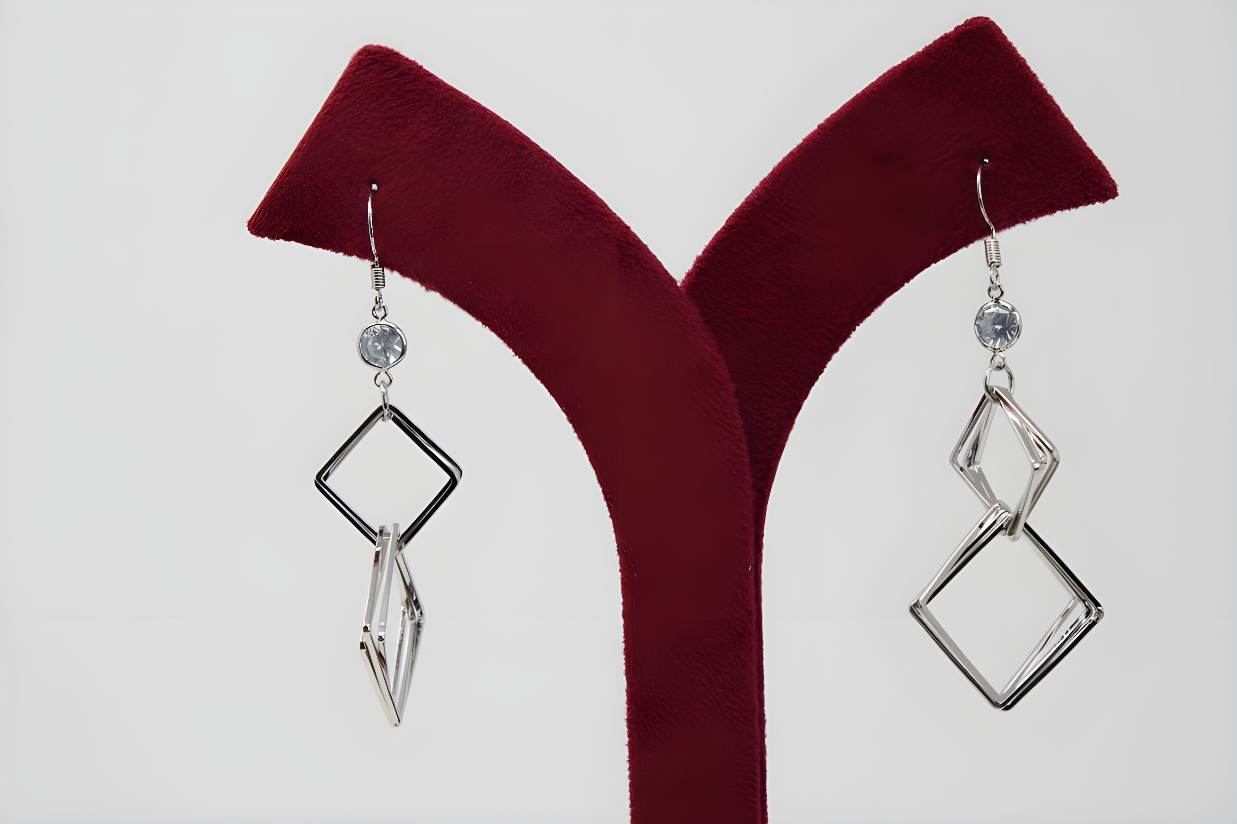 Radiant Geometry: Silver Square Drop Earrings