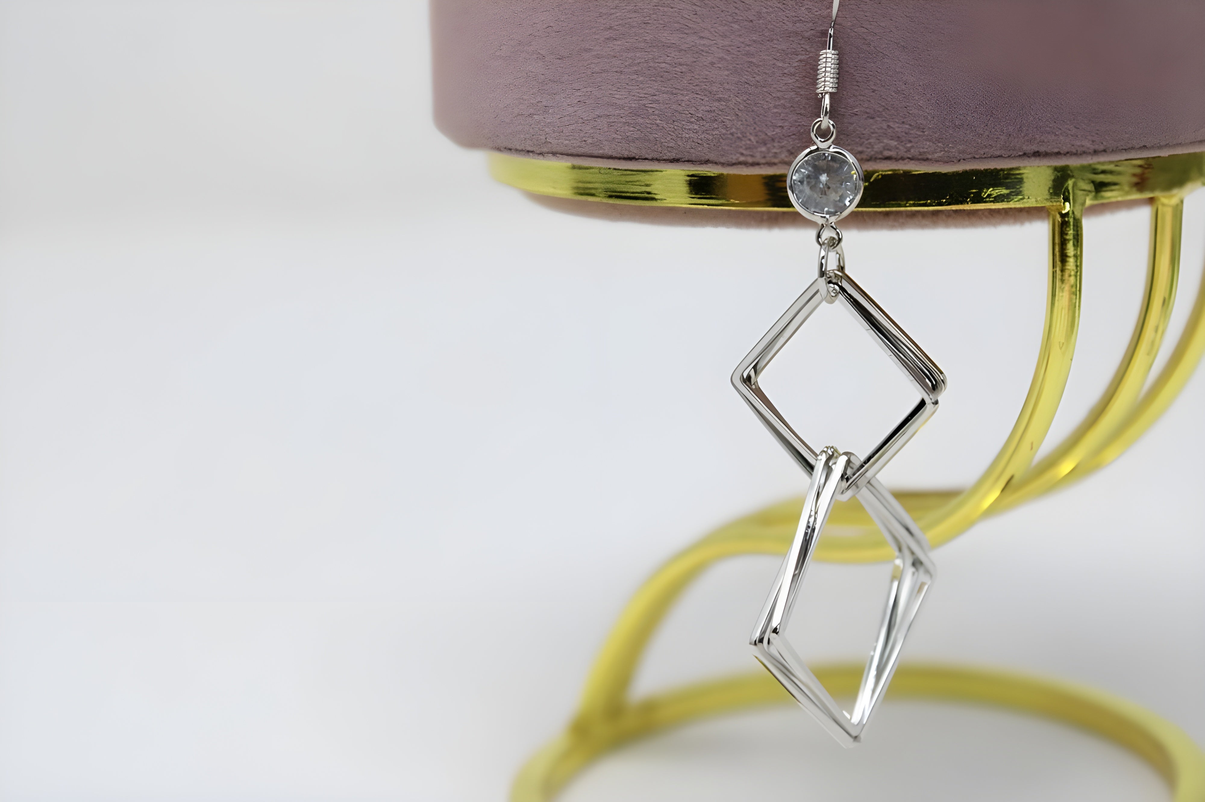 Radiant Geometry: Silver Square Drop Earrings