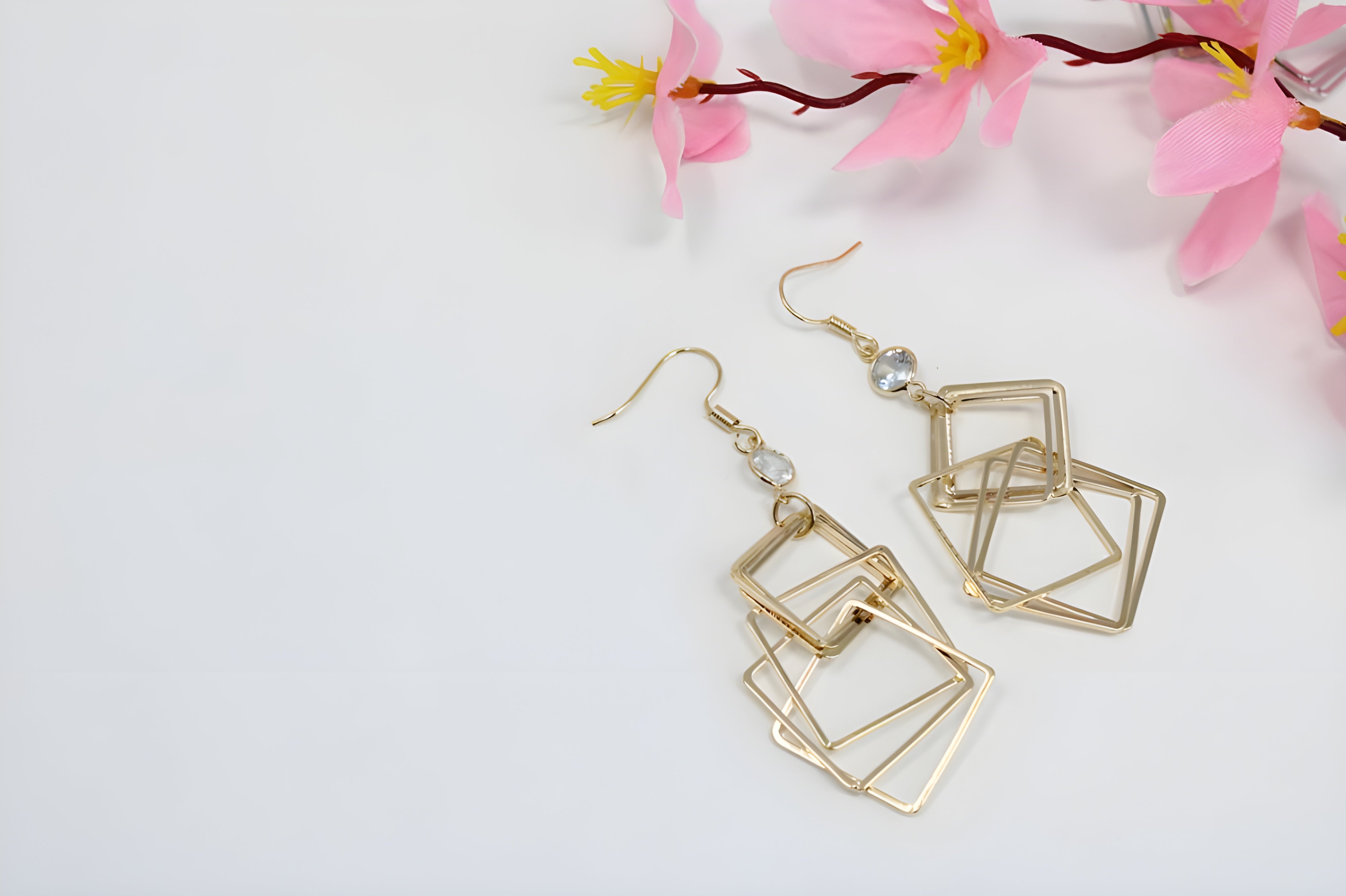 Radiant Geometry: Silver Square Drop Earrings