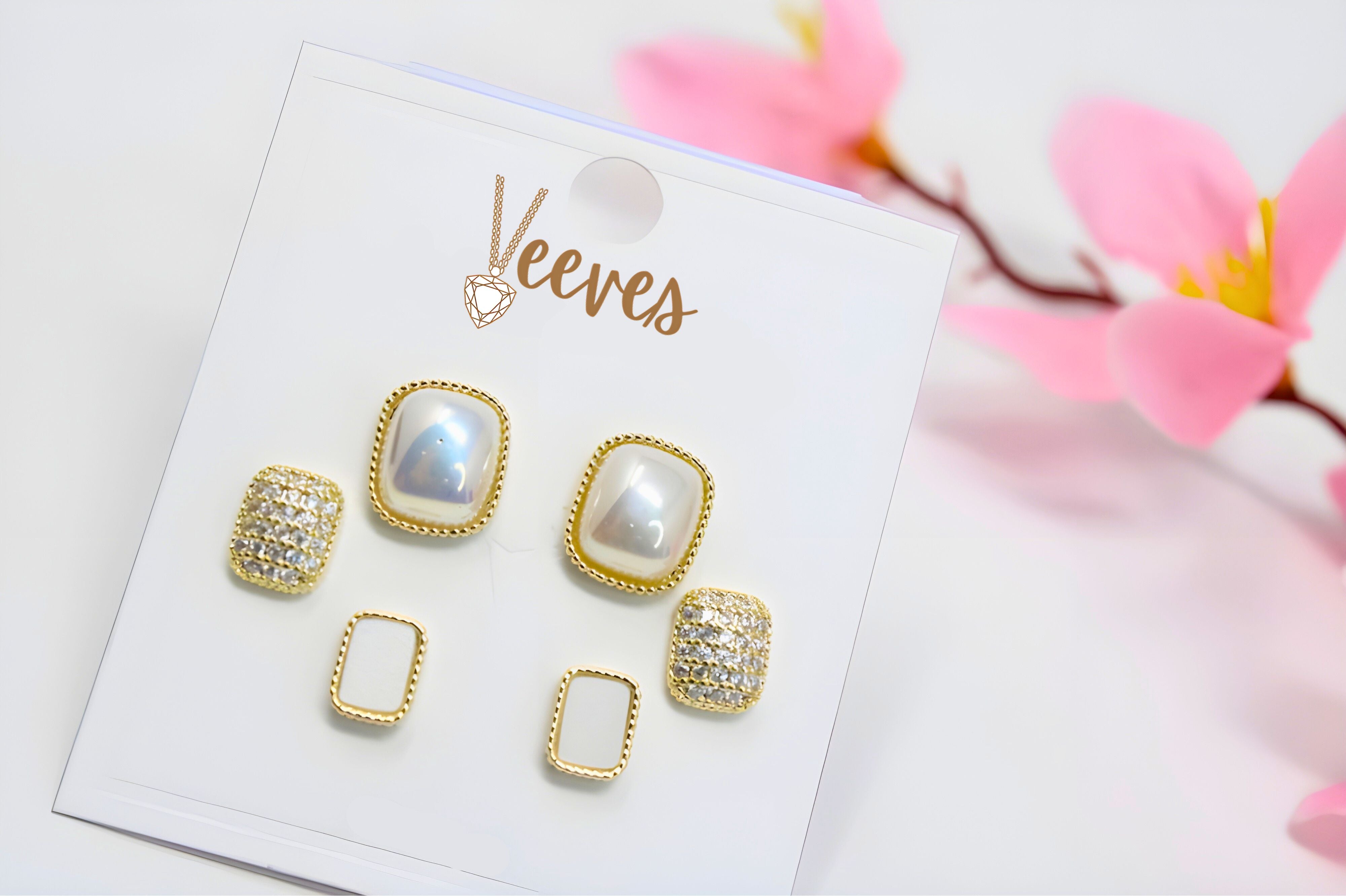 Elegant Essentials: 3-Piece Gold and Pearl Stud Earring Set