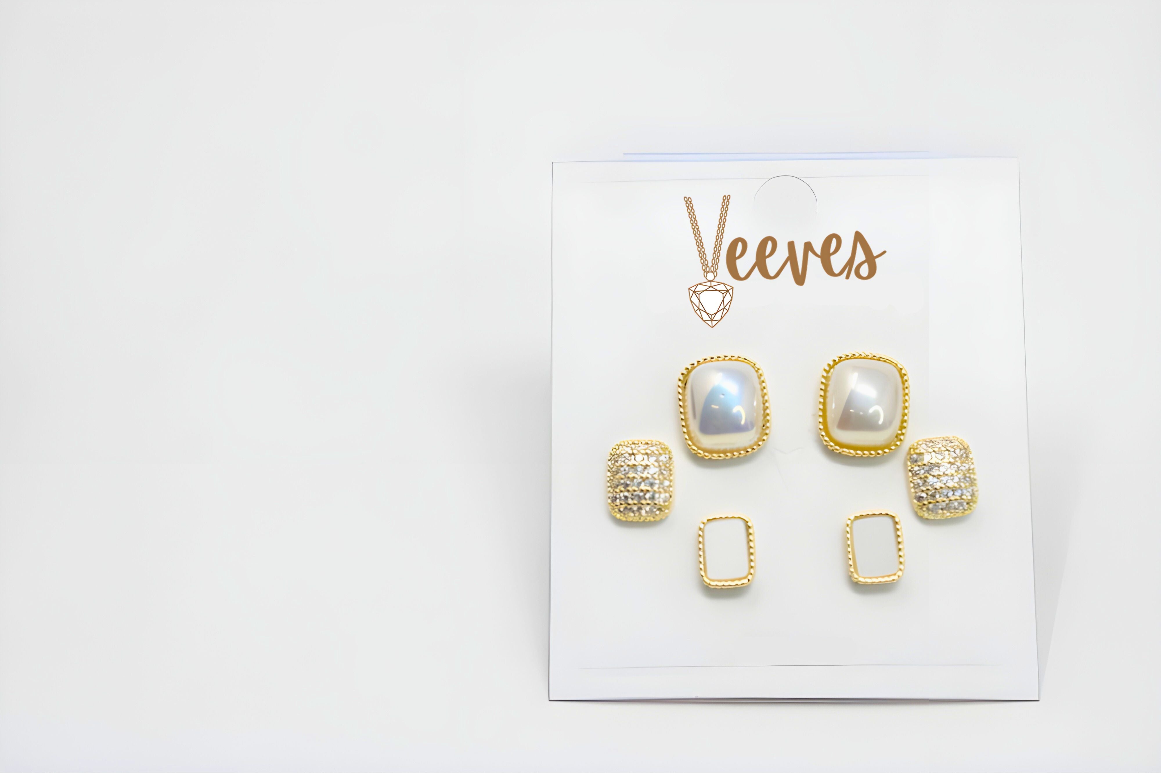 Elegant Essentials: 3-Piece Gold and Pearl Stud Earring Set