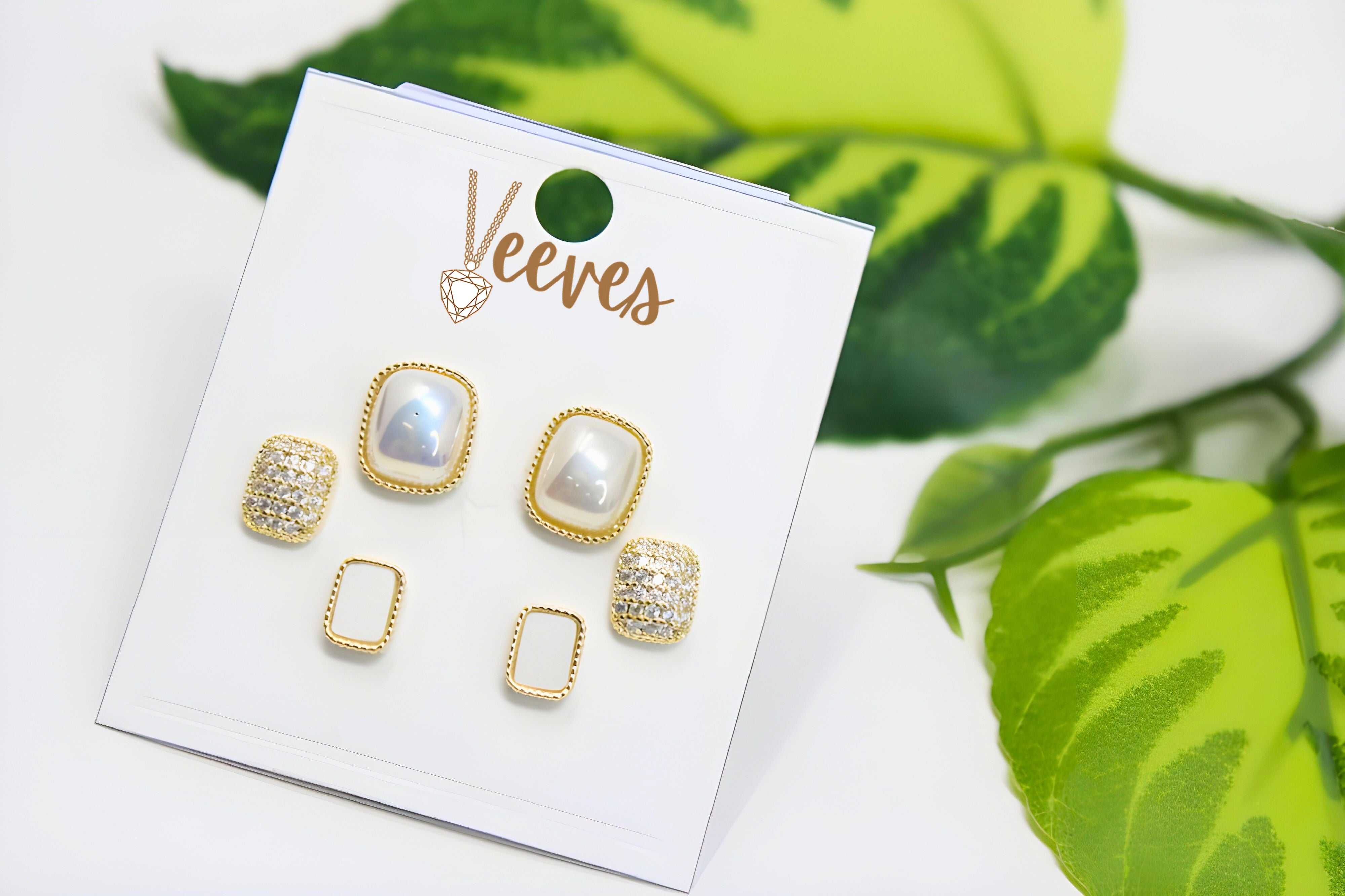 Elegant Essentials: 3-Piece Gold and Pearl Stud Earring Set