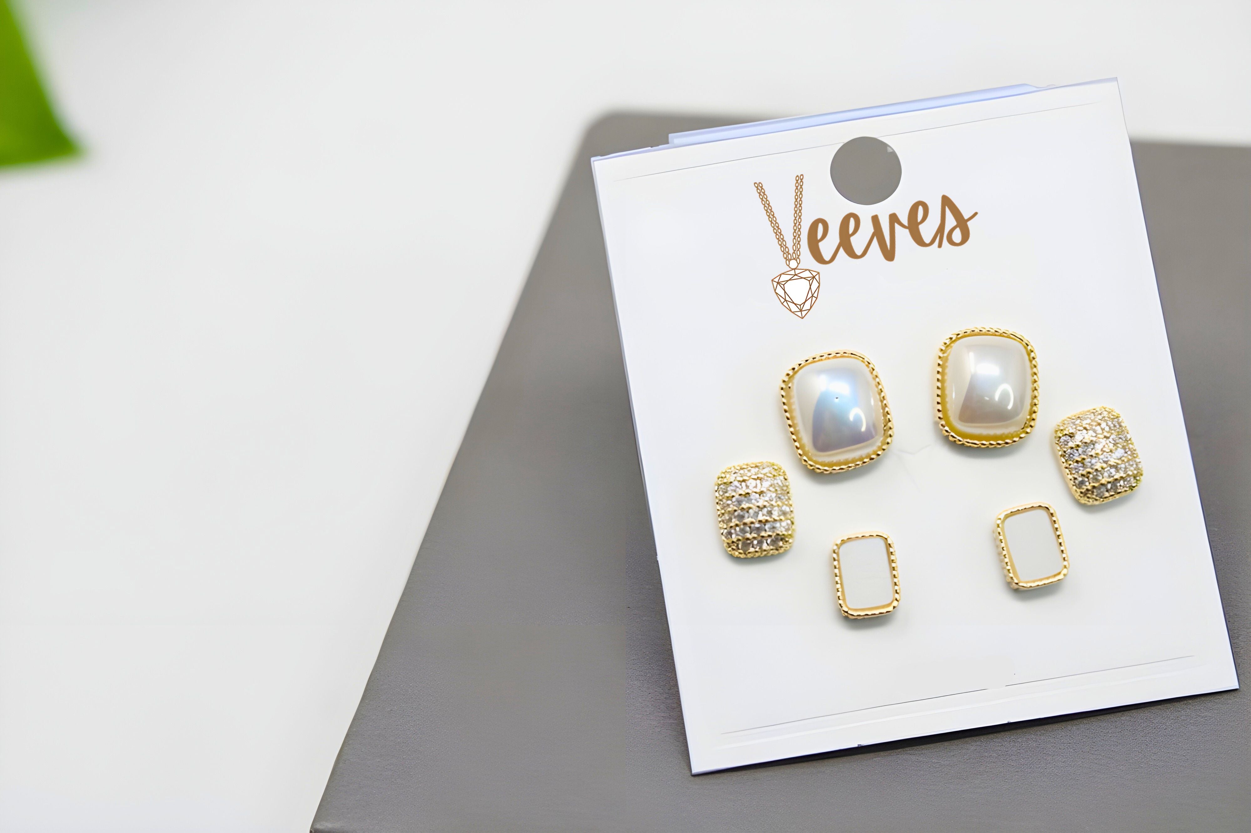 Elegant Essentials: 3-Piece Gold and Pearl Stud Earring Set