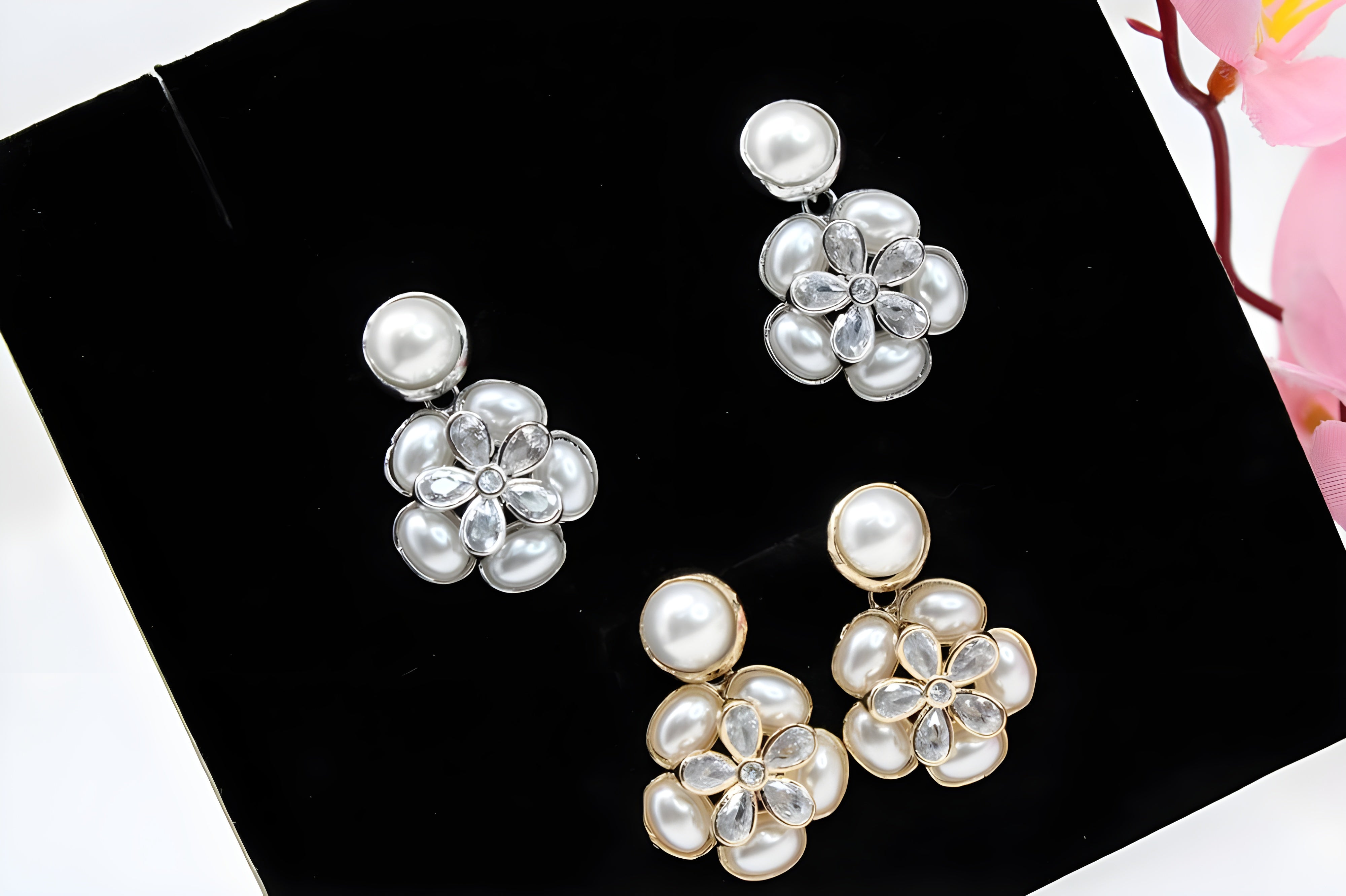 Flourish and Bloom Pearl Earrings Set