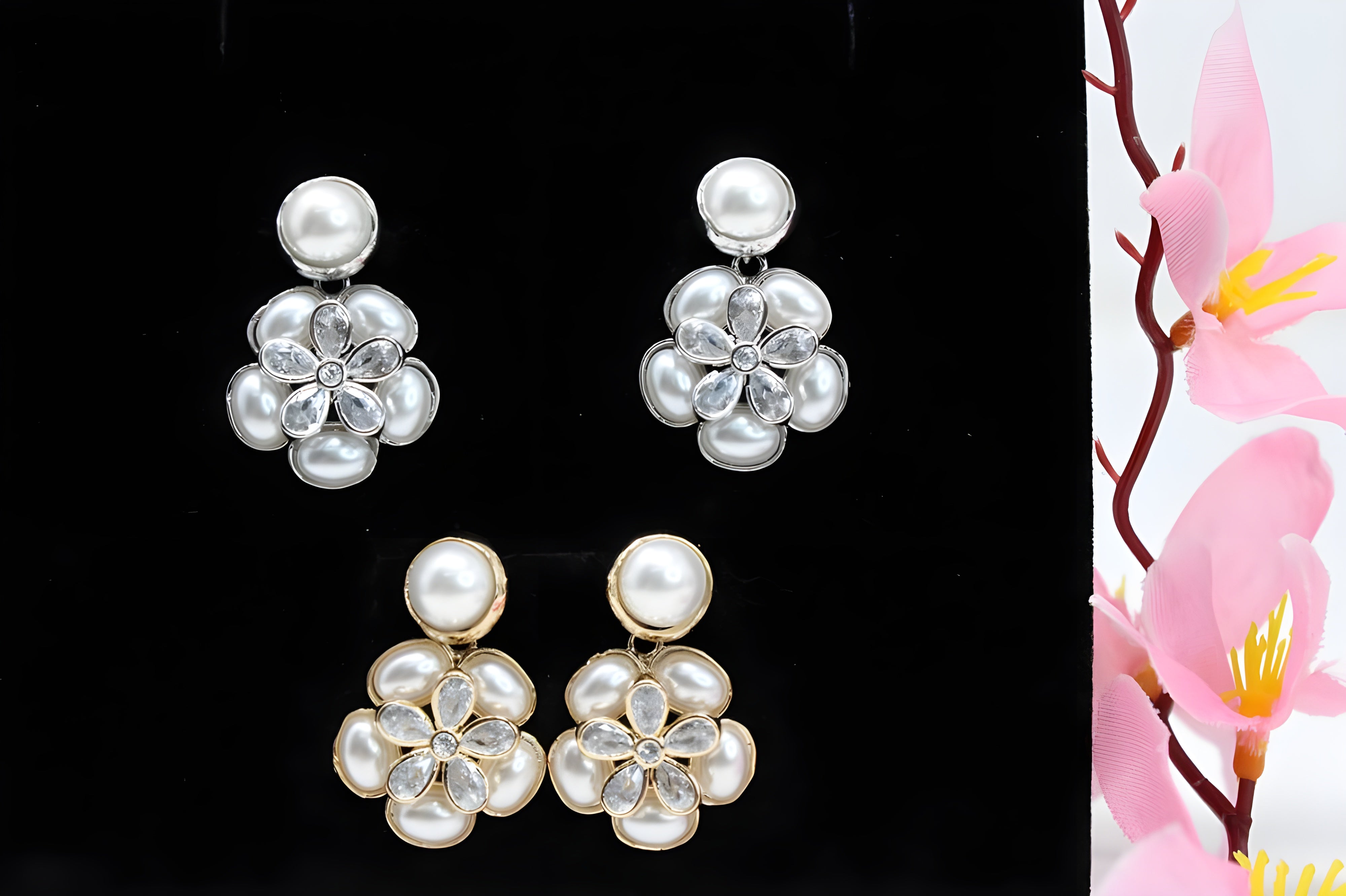 Flourish and Bloom Pearl Earrings Set