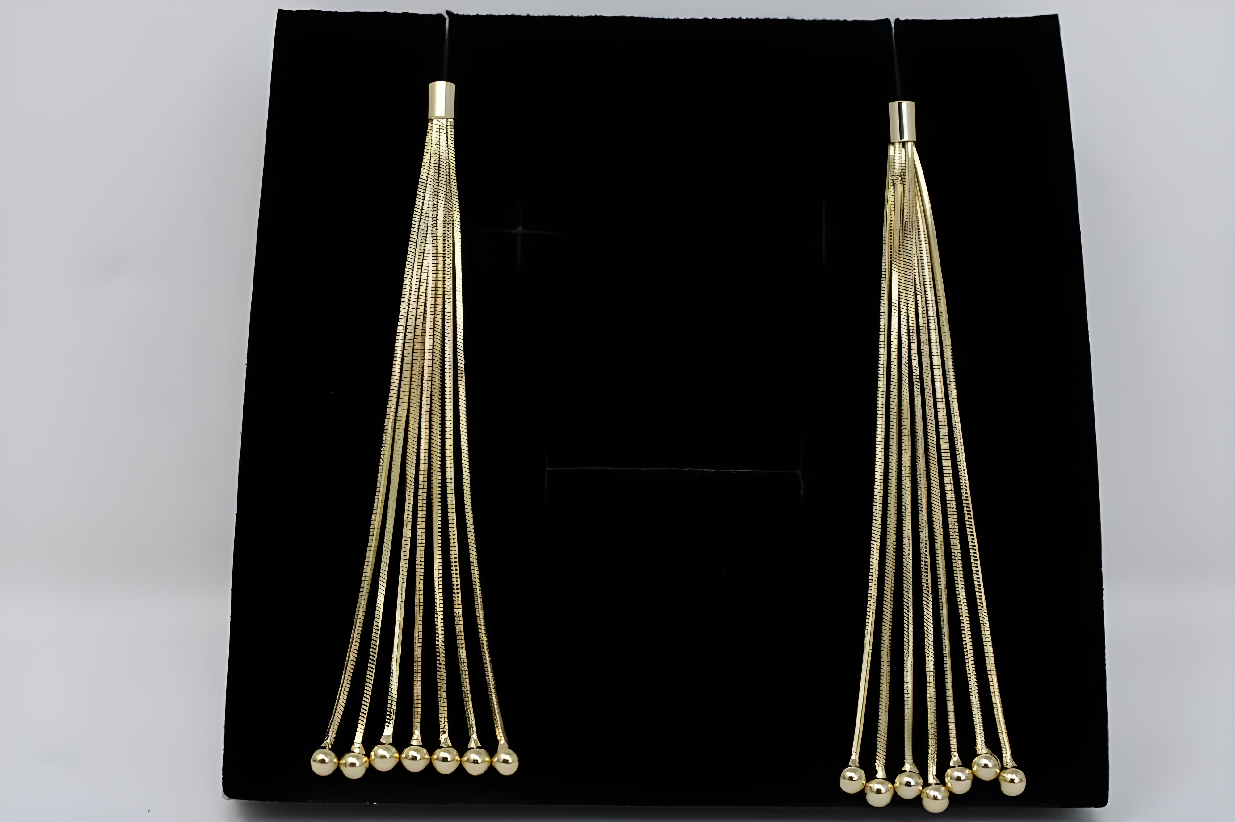 Gold Thread Earrings with Cascading Beadwork