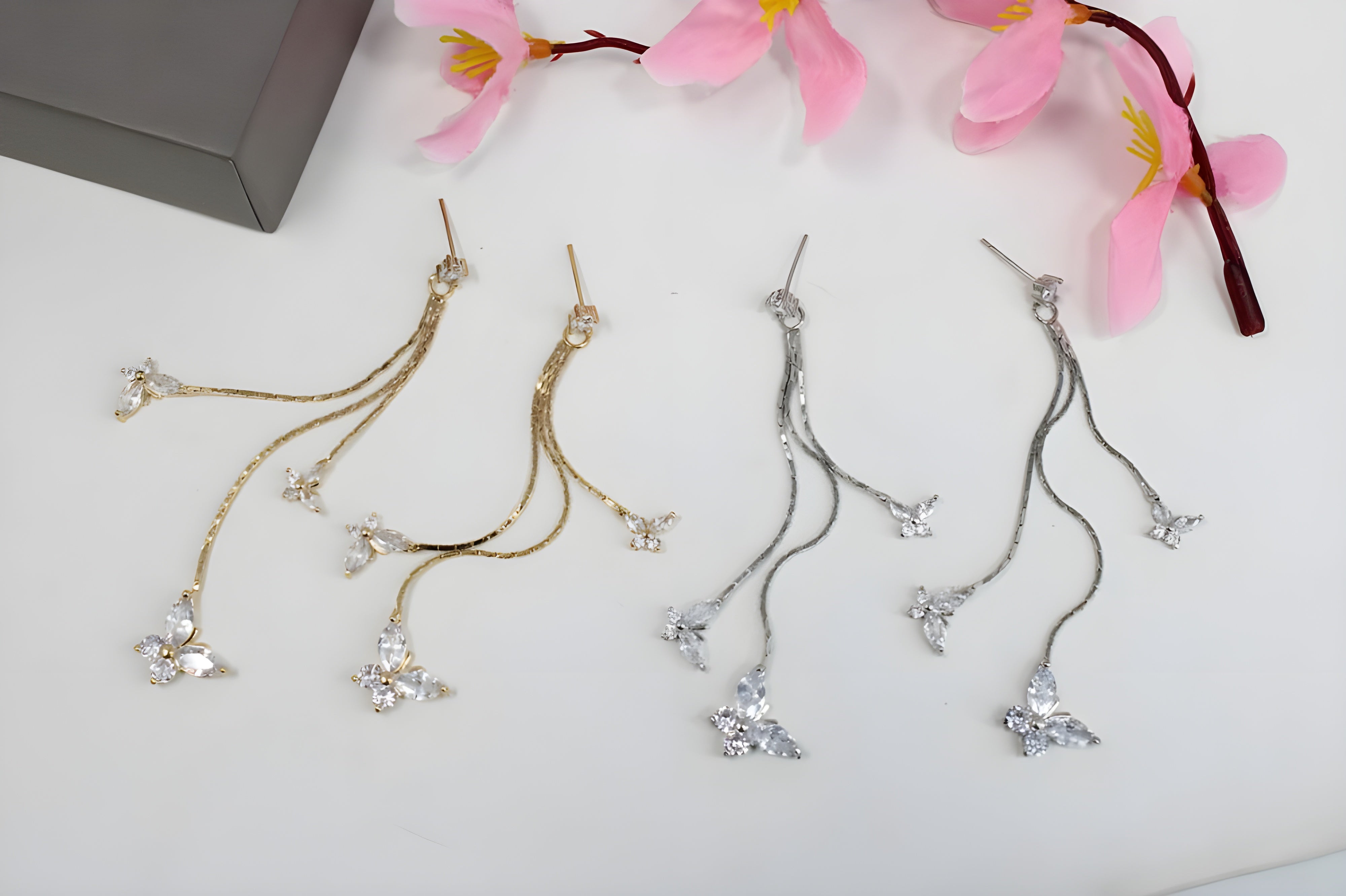 Dancing Crystal Butterfly Drop Earrings