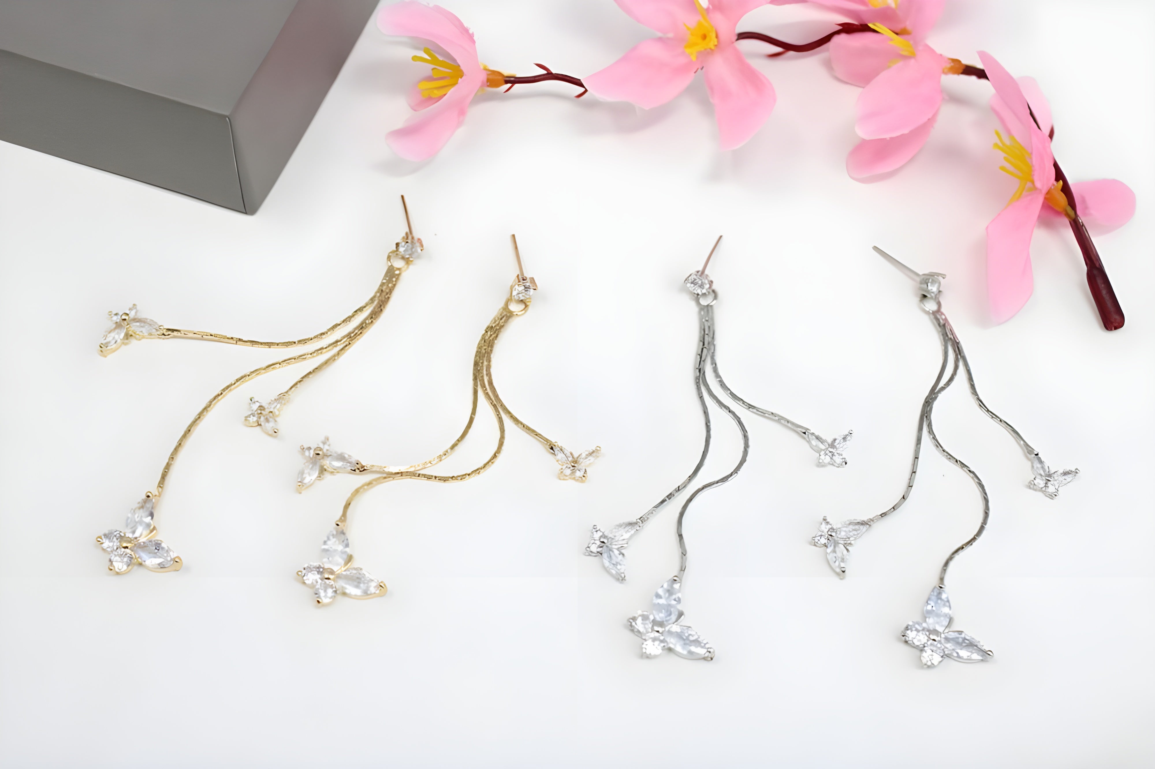 Dancing Crystal Butterfly Drop Earrings