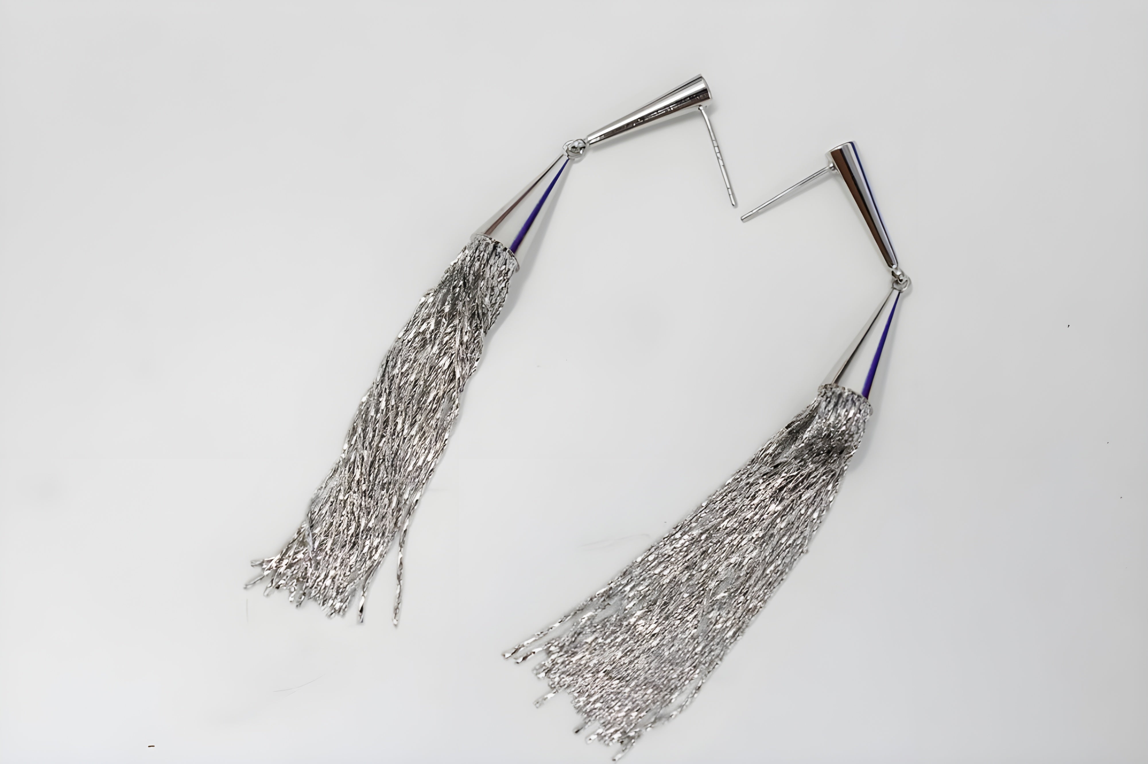 Shimmering Symphony Silver / Golden Tassel Earrings