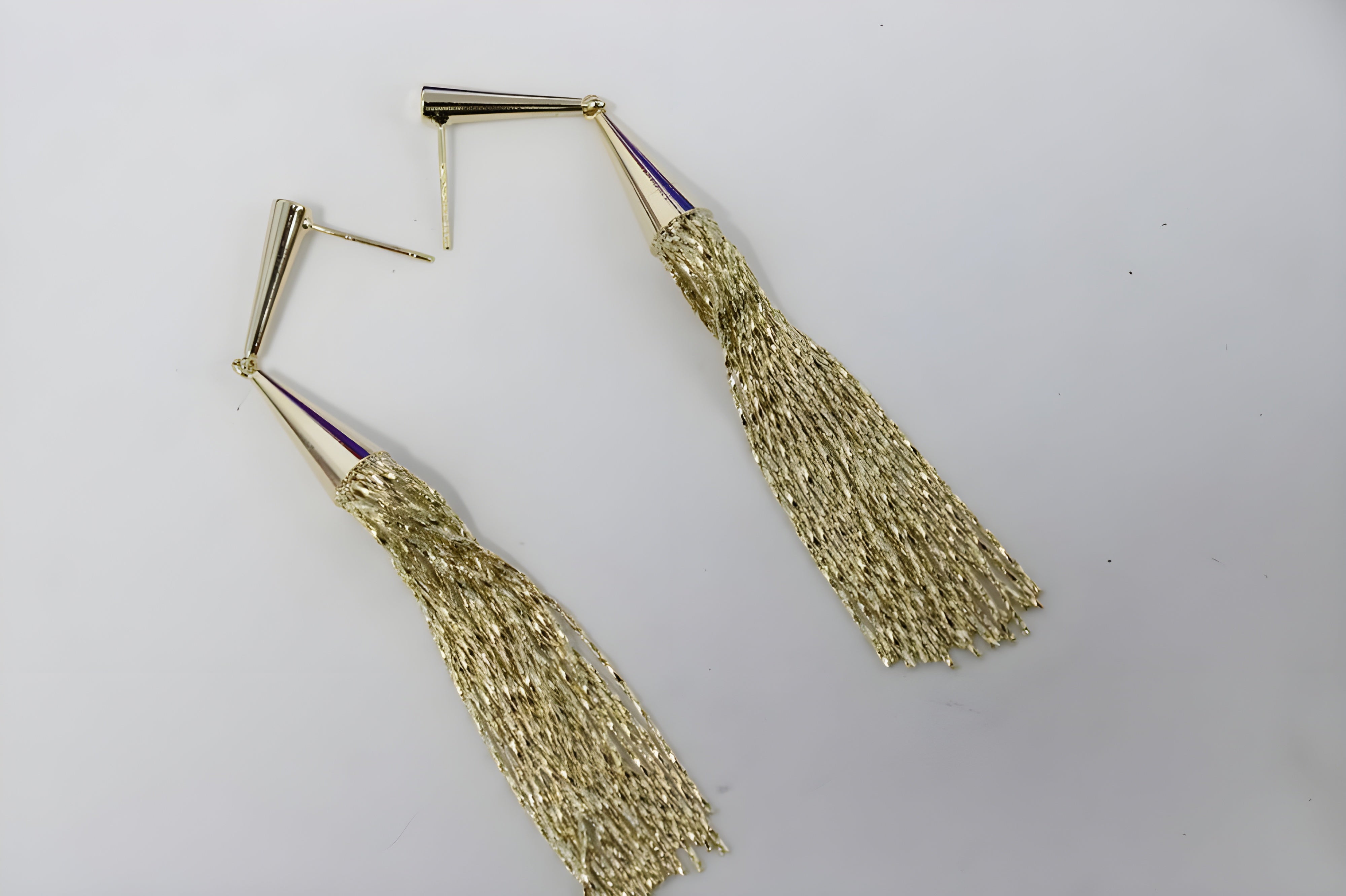 Shimmering Symphony Silver / Golden Tassel Earrings