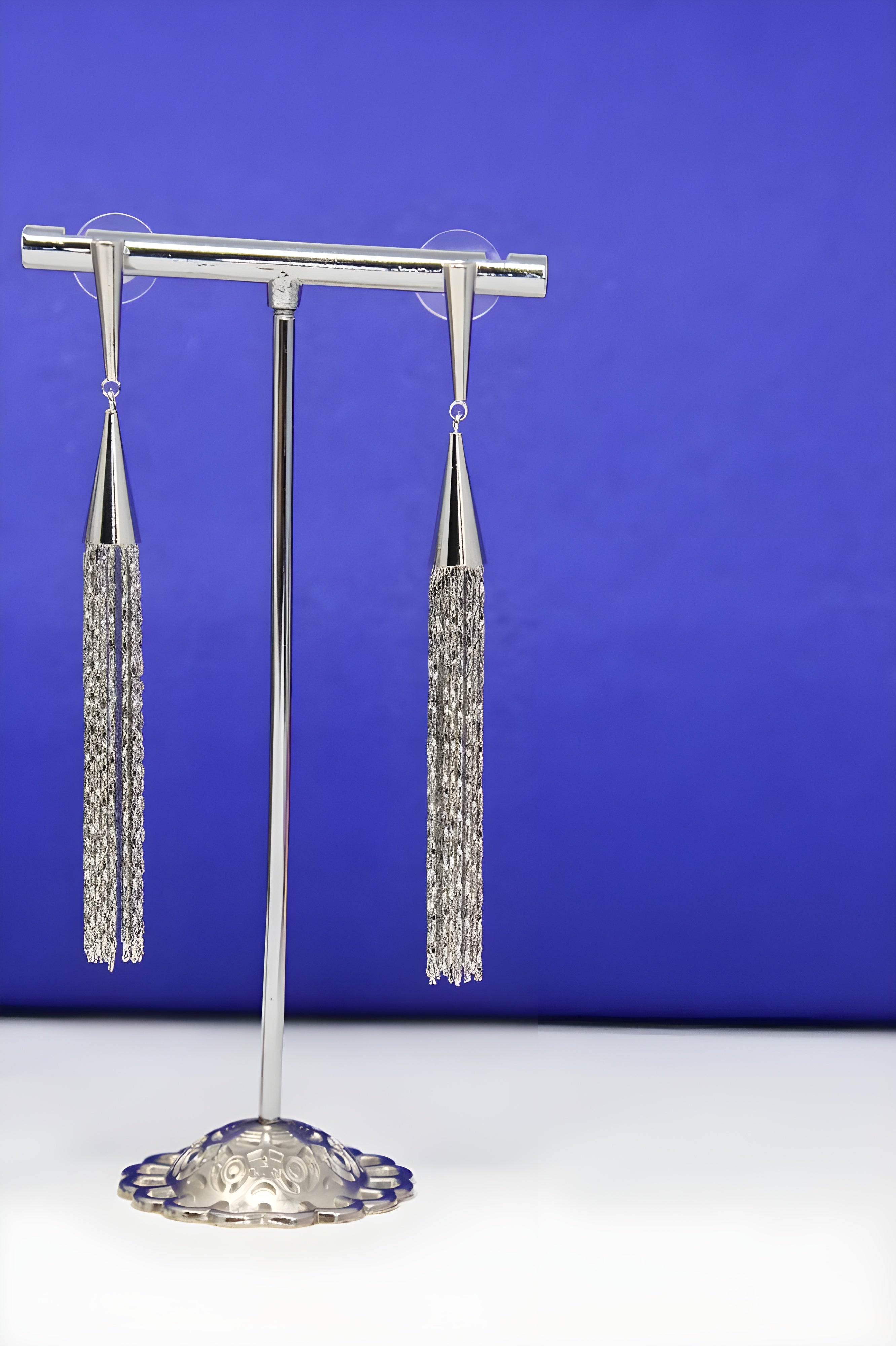 Shimmering Symphony Silver / Golden Tassel Earrings