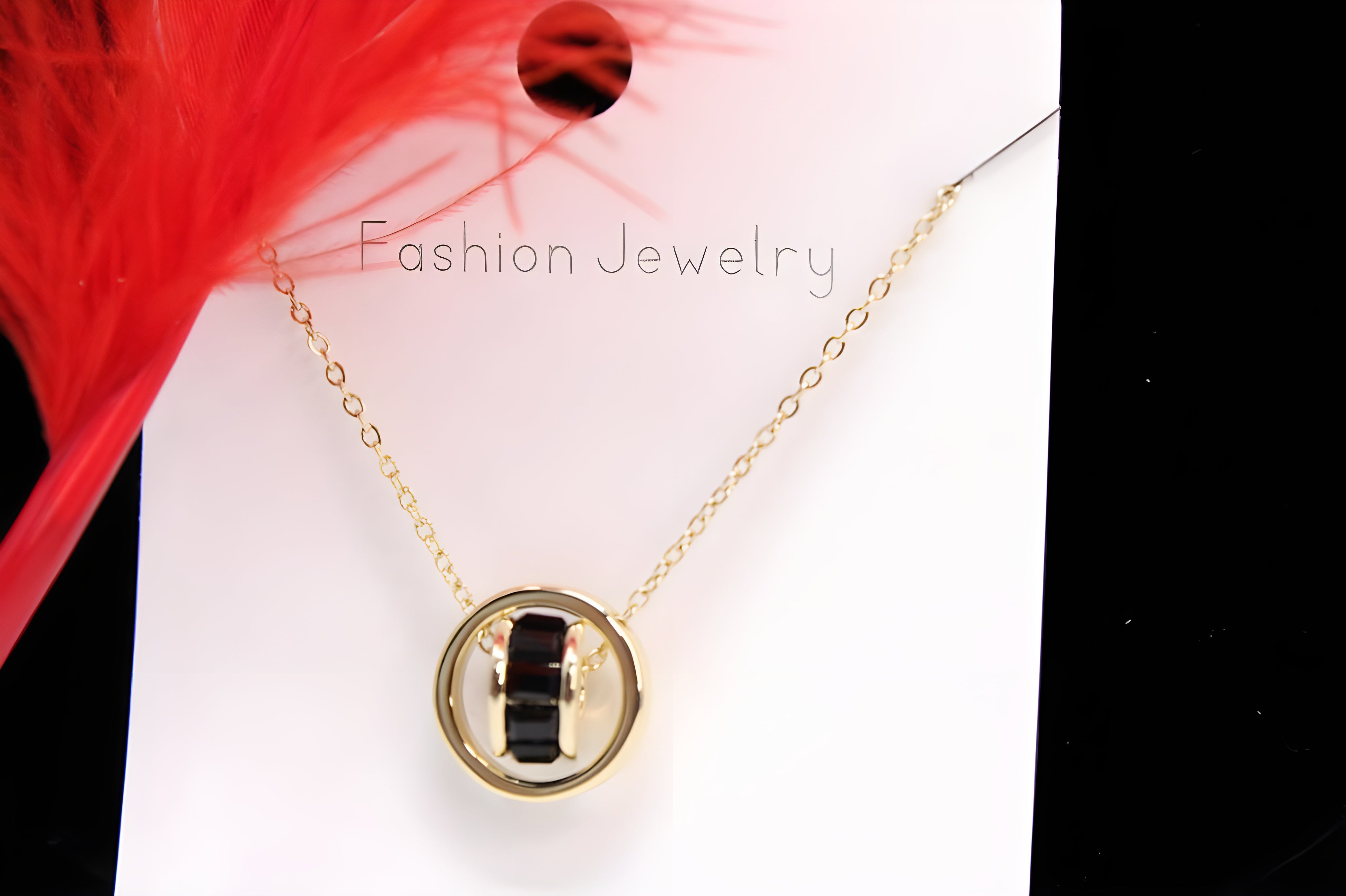 Golden Eclipse Dual Circle Pendant Set