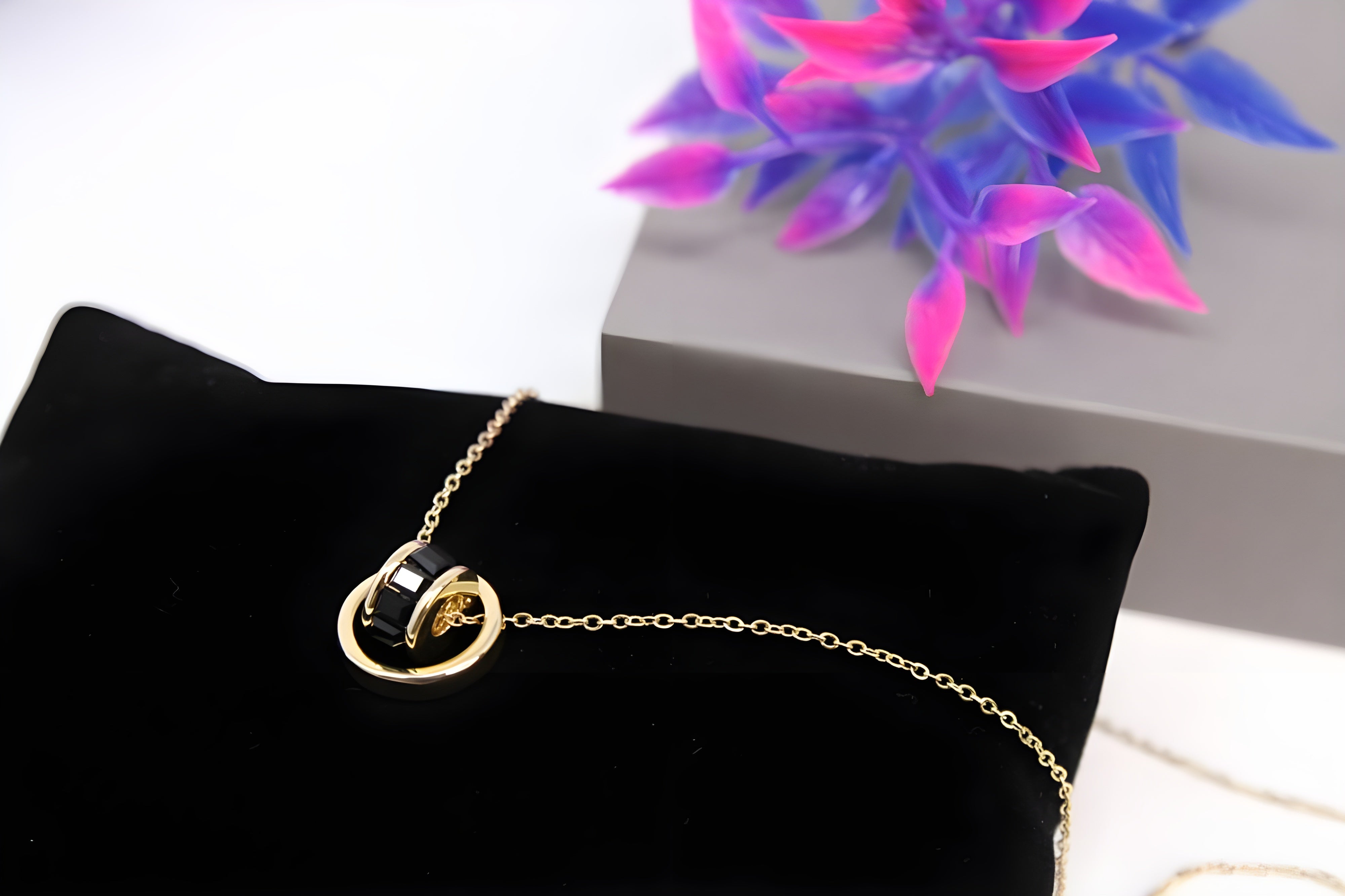 Golden Eclipse Dual Circle Pendant Set