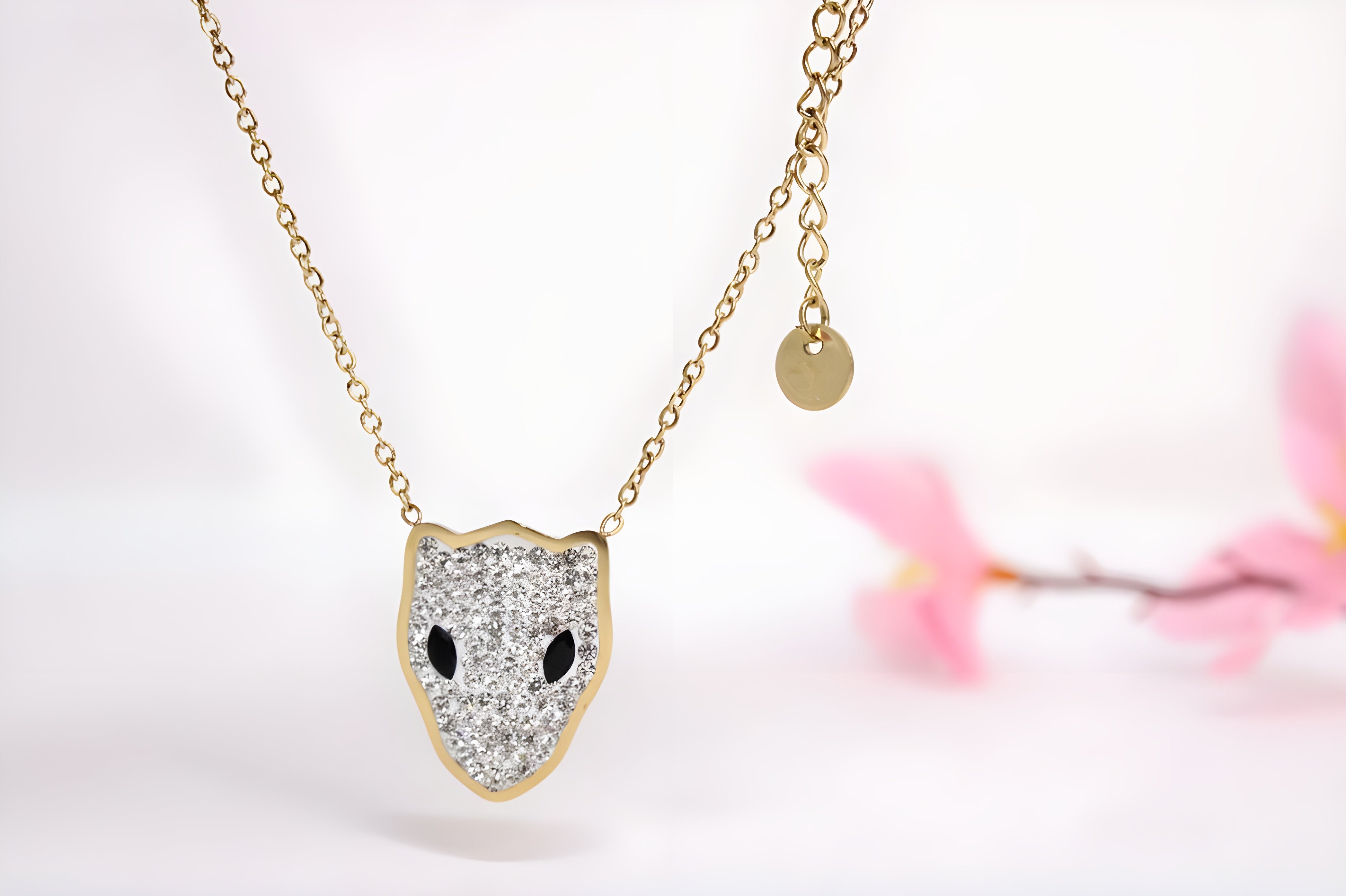 Panther Face Crystal Pendant Set