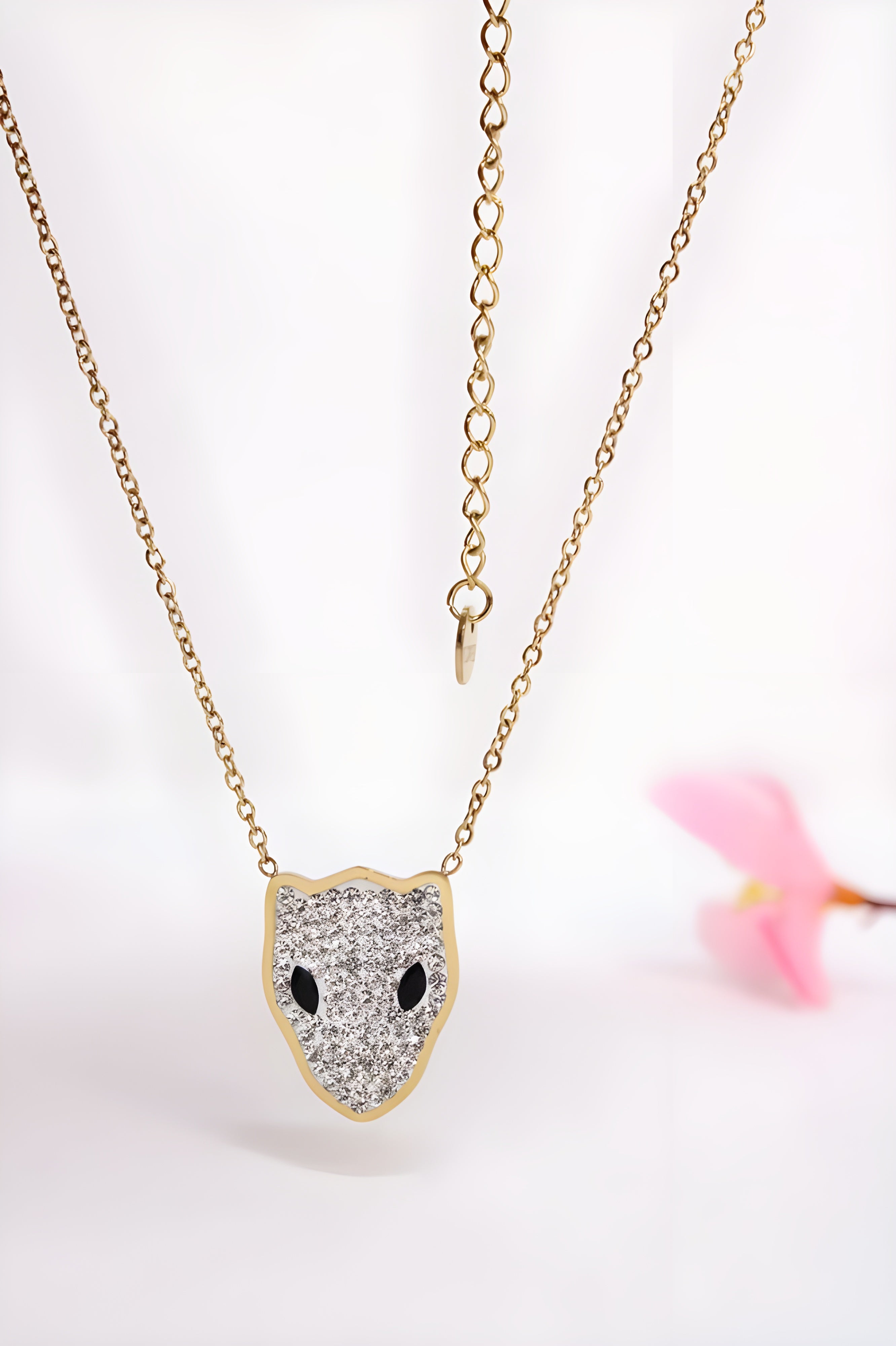 Panther Face Crystal Pendant Set