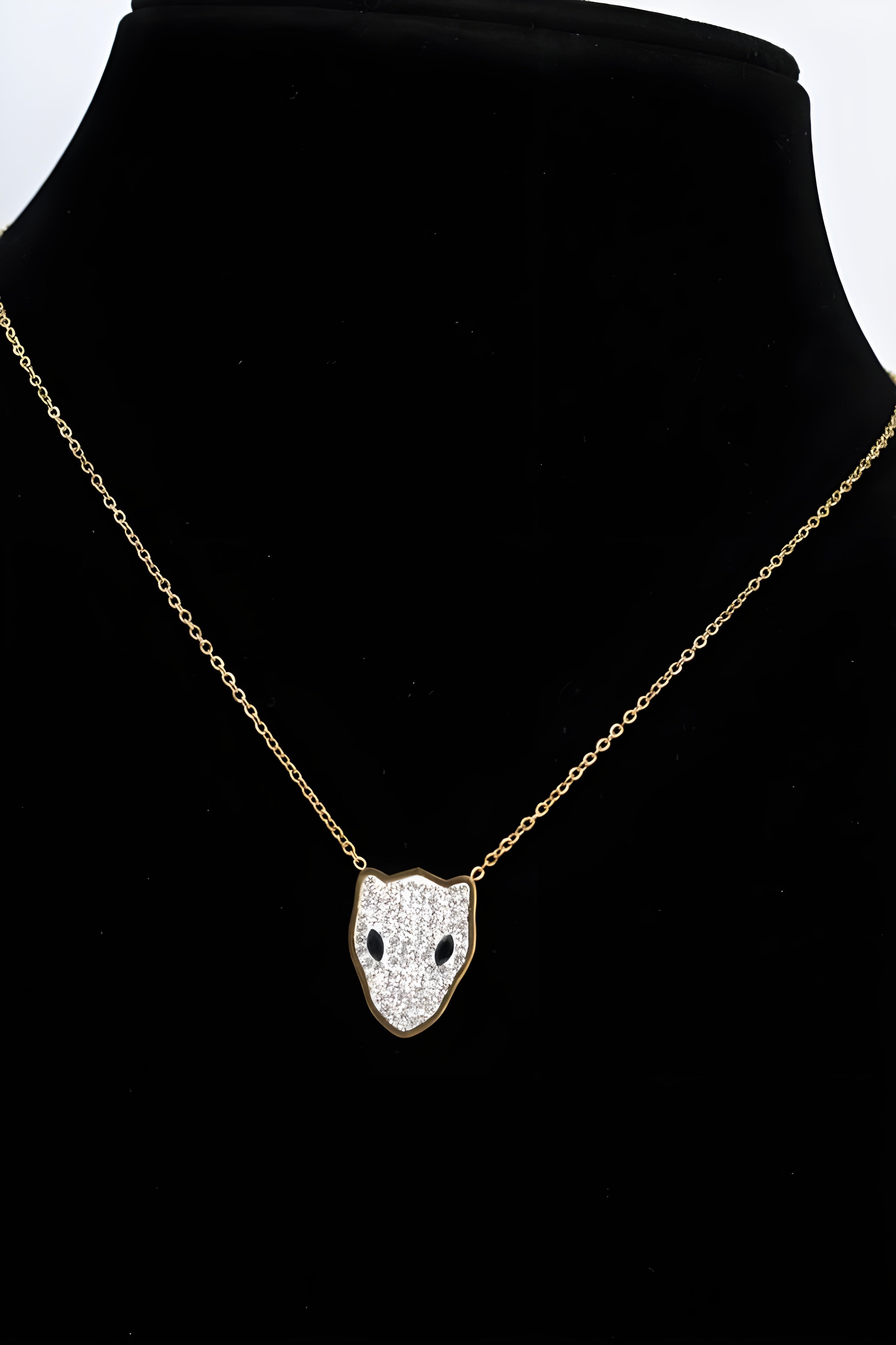 Panther Face Crystal Pendant Set