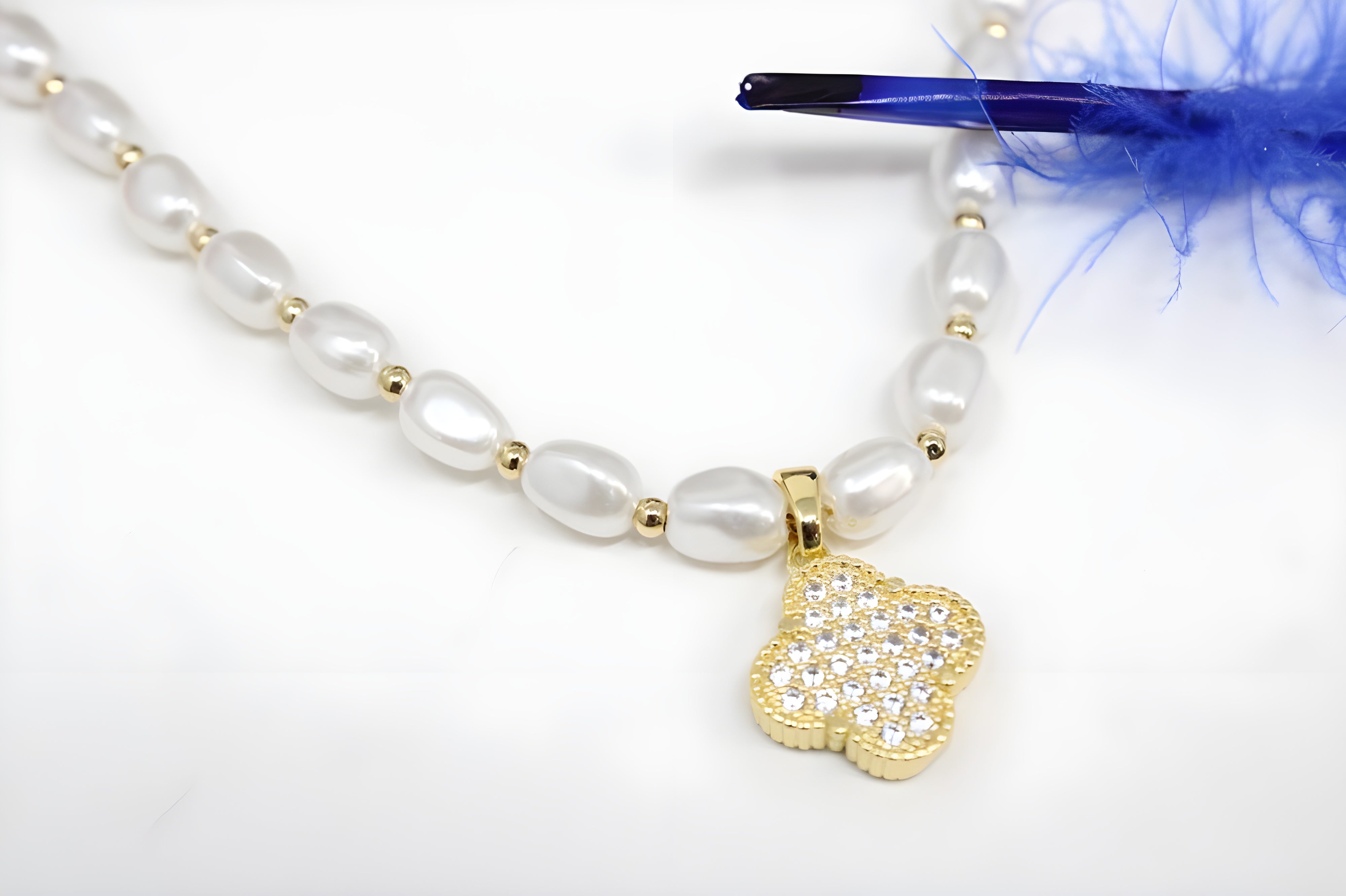 Golden Leaf Pearl Pendant Set