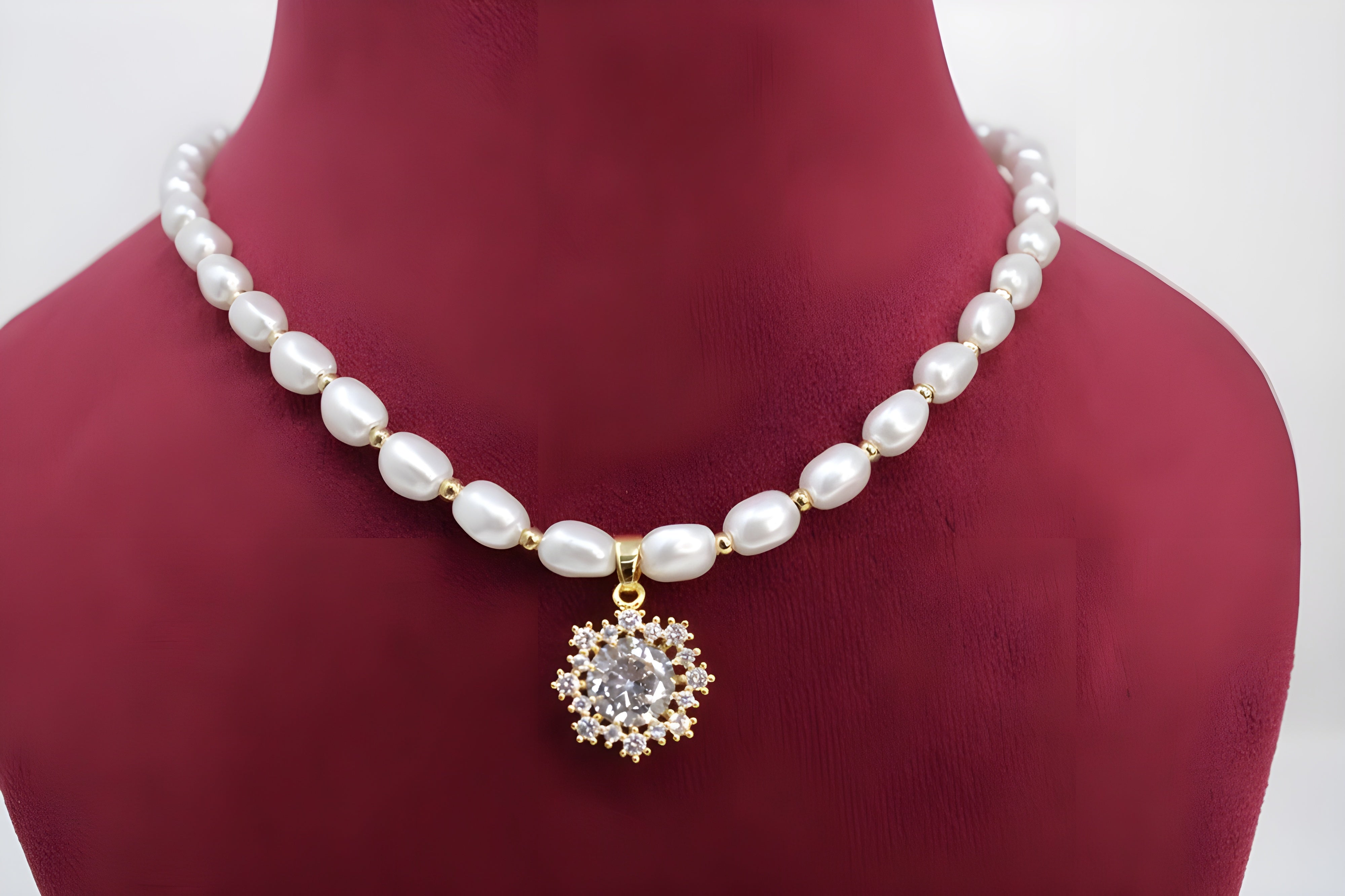 Golden Blossom Pearl Pendant Set